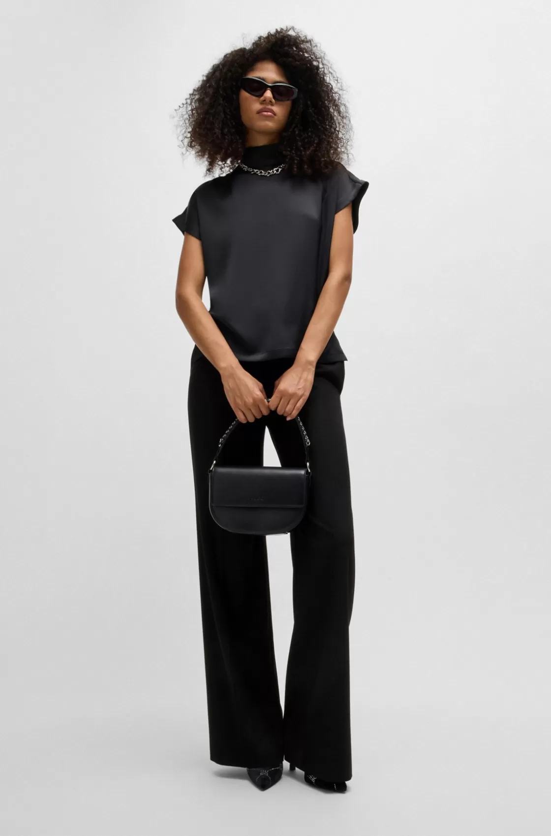 HUGO BOSS Regular-fit Trousers With Flared Leg Black Online