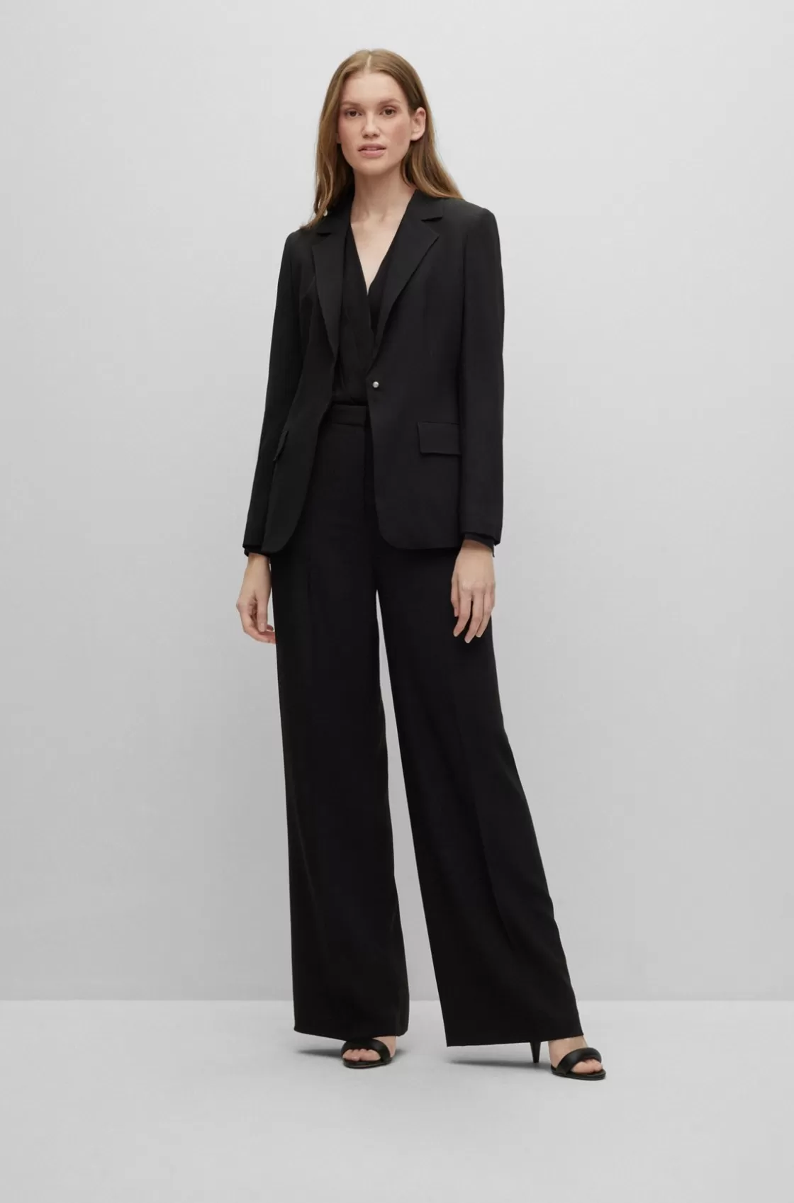 HUGO BOSS Regular-fit Trousers With Flared Leg Black Online