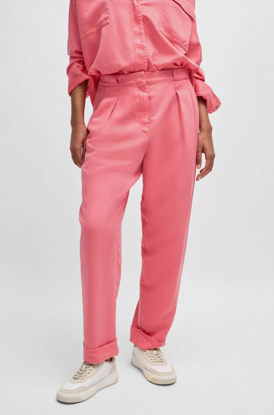 HUGO BOSS Regular-fit Trousers With Tapered Leg light pink Hot