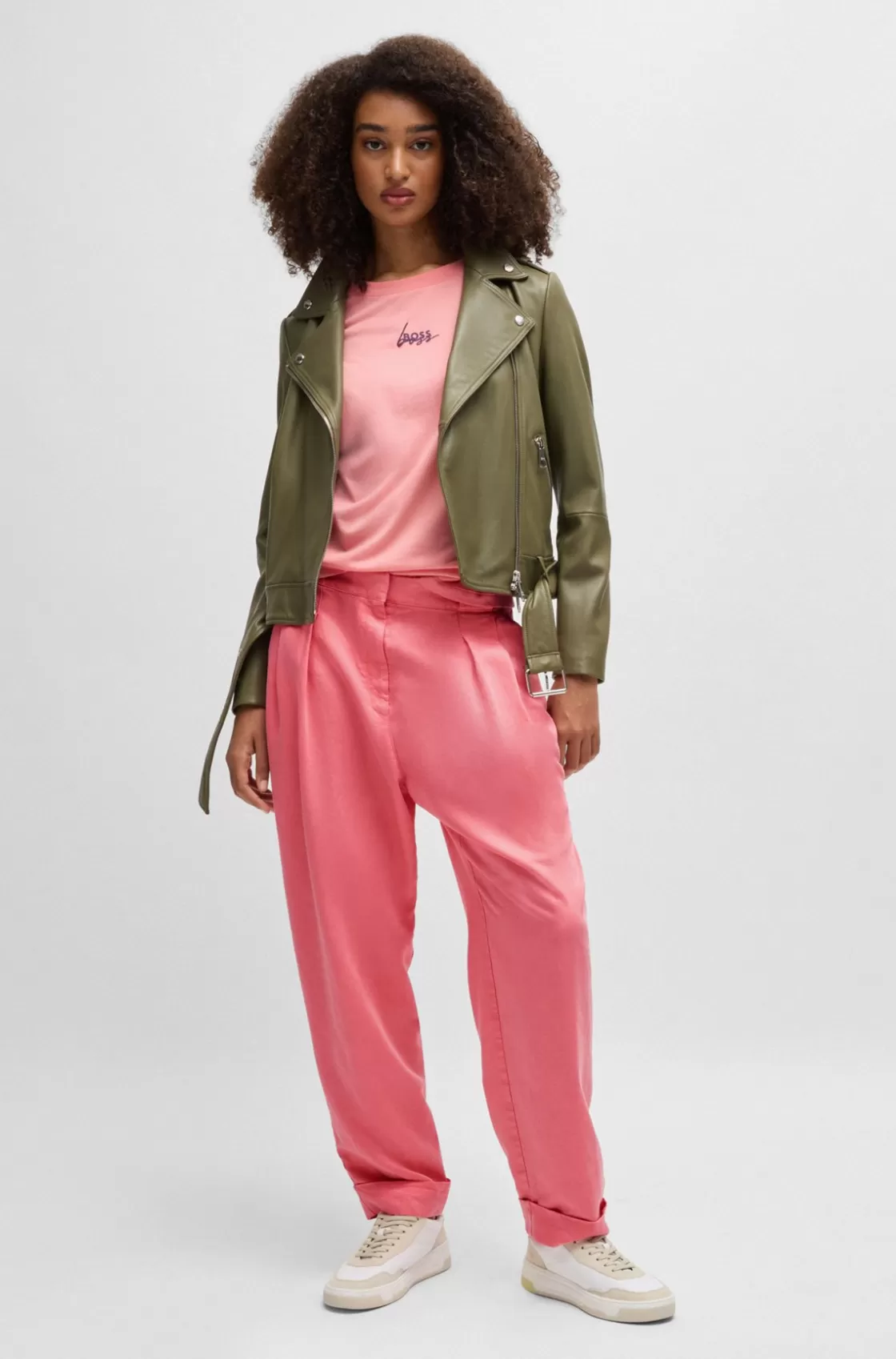HUGO BOSS Regular-fit Trousers With Tapered Leg light pink Hot