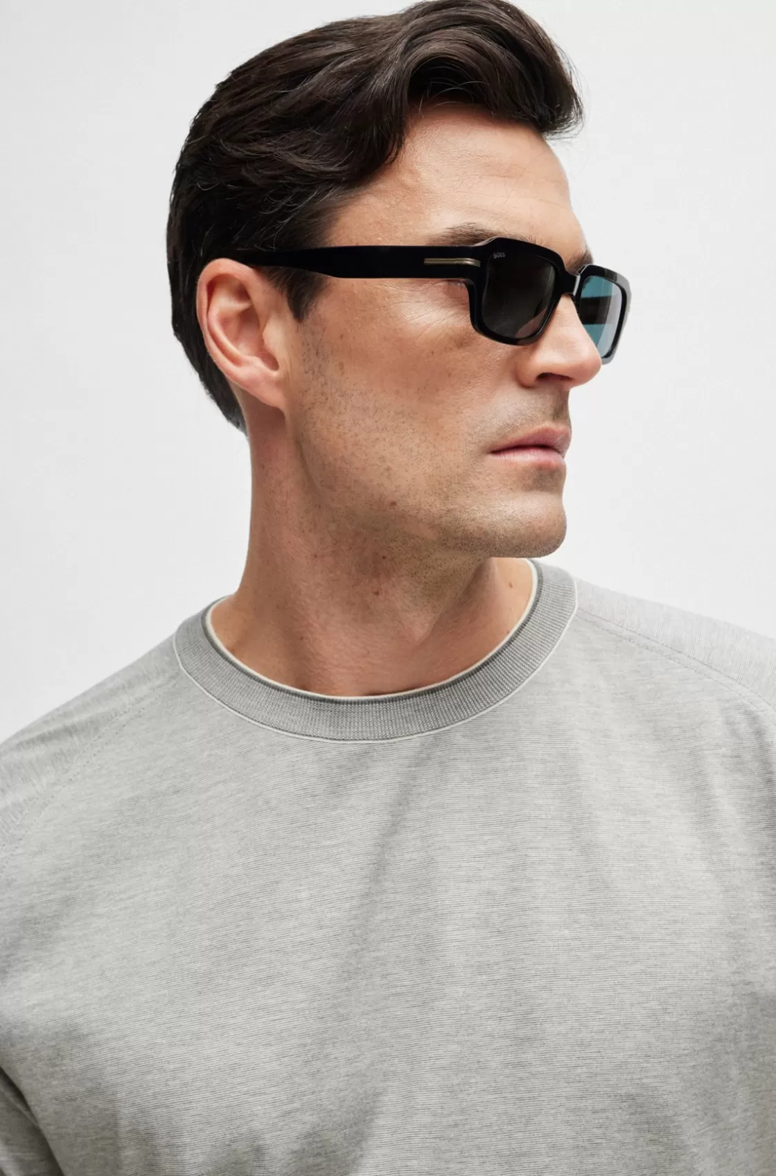 HUGO BOSS Regular-fit T-shirt In Cotton And Silk Silver New