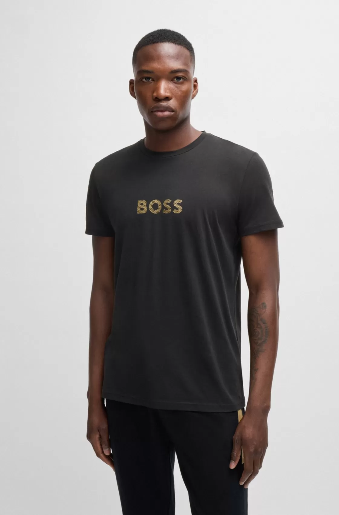 HUGO BOSS Regular-fit T-shirt In Cotton With UV Protection Black Fashion