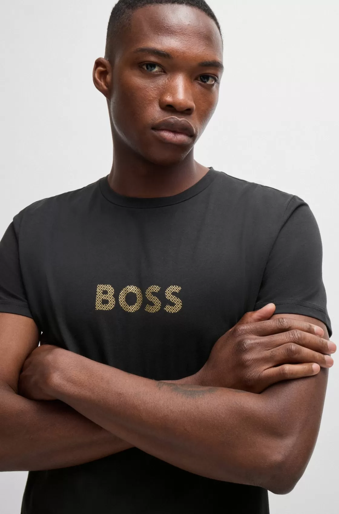 HUGO BOSS Regular-fit T-shirt In Cotton With UV Protection Black Fashion