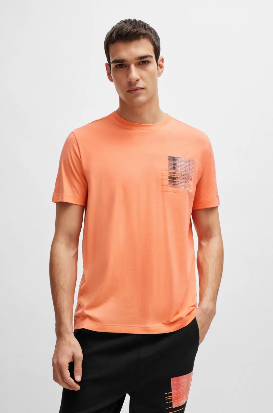HUGO BOSS Regular-fit T-shirt With Seasonal Artwork Light Red Hot