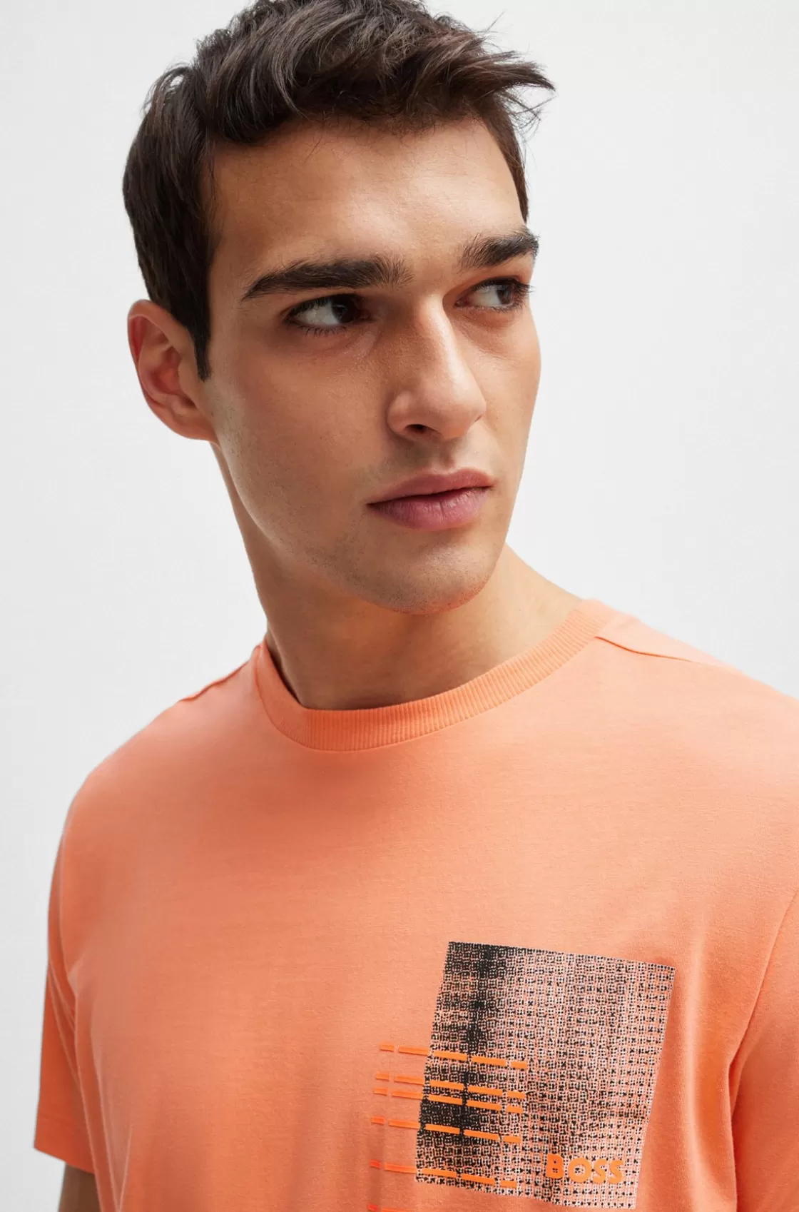 HUGO BOSS Regular-fit T-shirt With Seasonal Artwork Light Red Hot