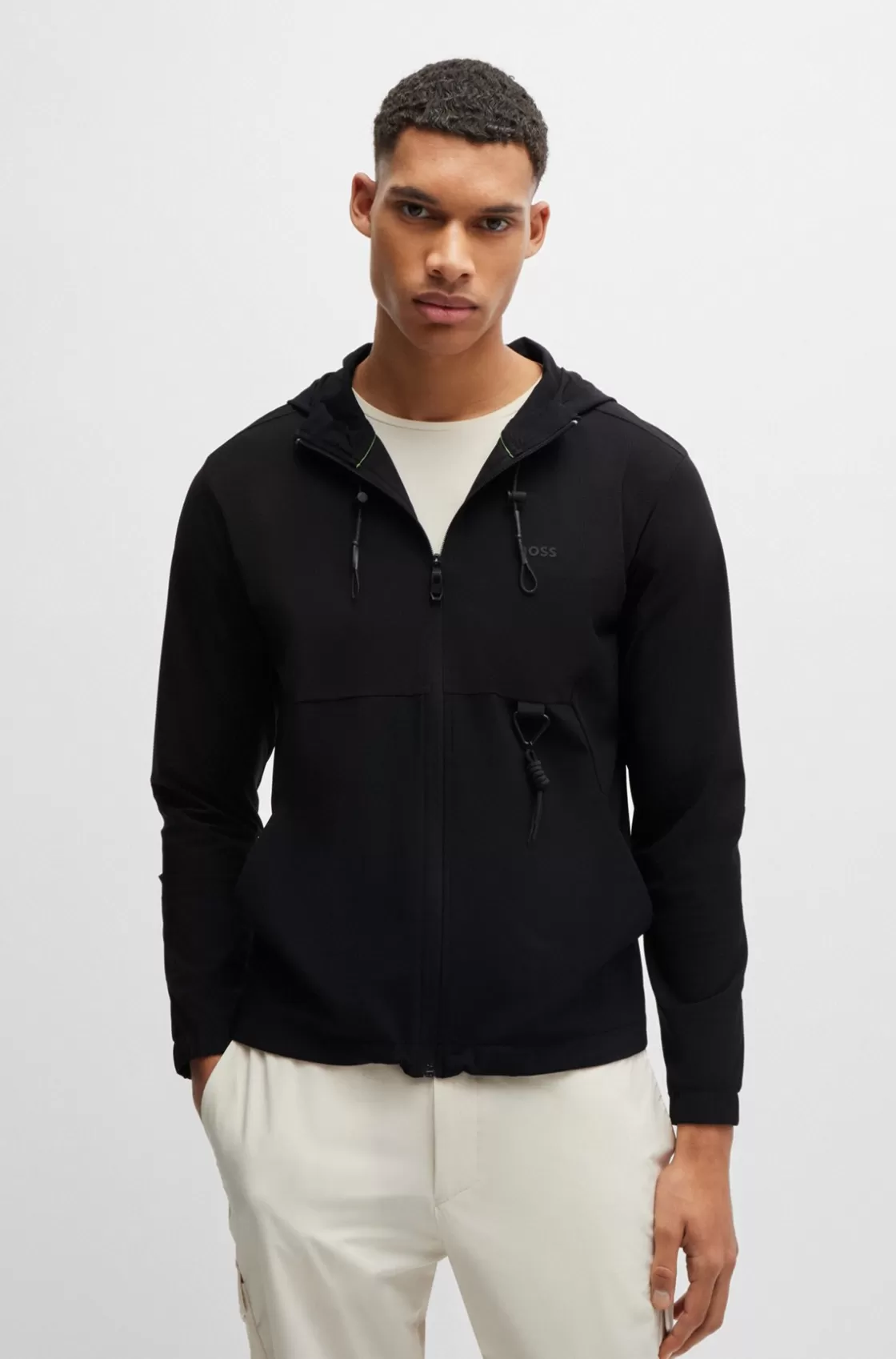 HUGO BOSS Regular-fit Zip-up Hoodie With Quick-dry Performance Black Store