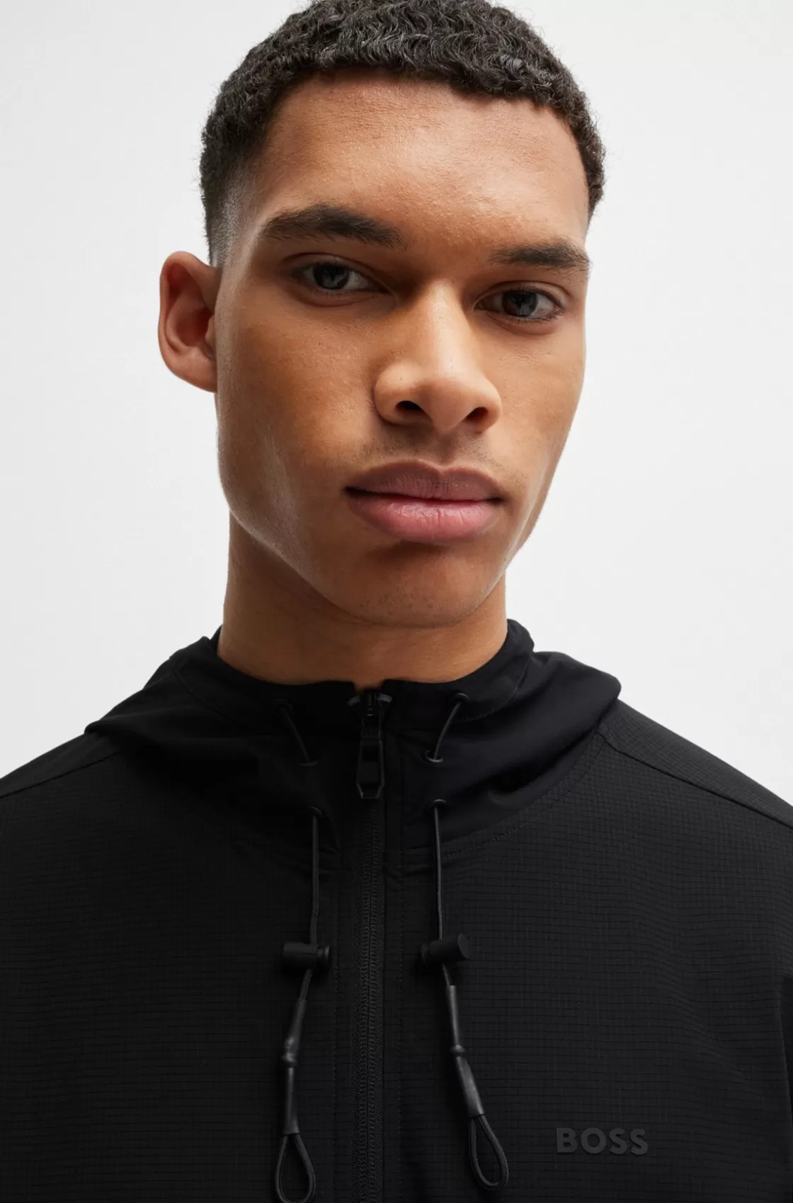 HUGO BOSS Regular-fit Zip-up Hoodie With Quick-dry Performance Black Store