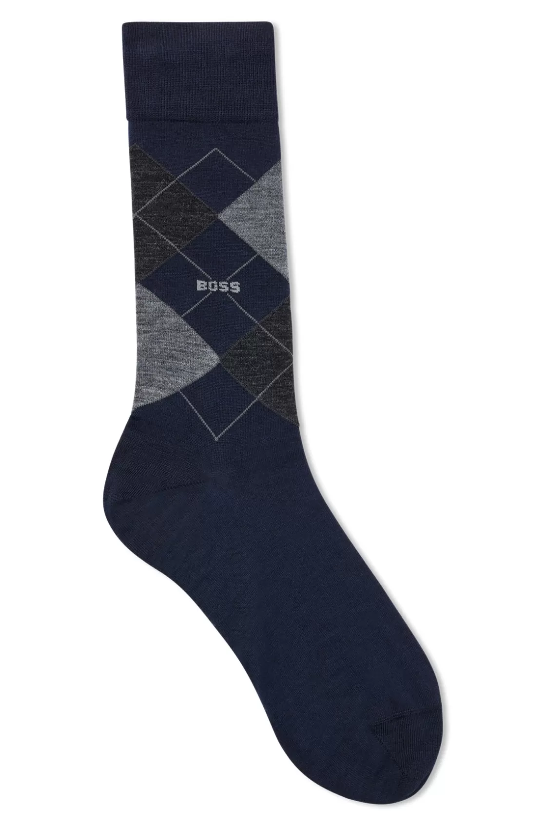 HUGO BOSS Regular-length Wool-blend Sock With Argyle Pattern Dark Blue Online