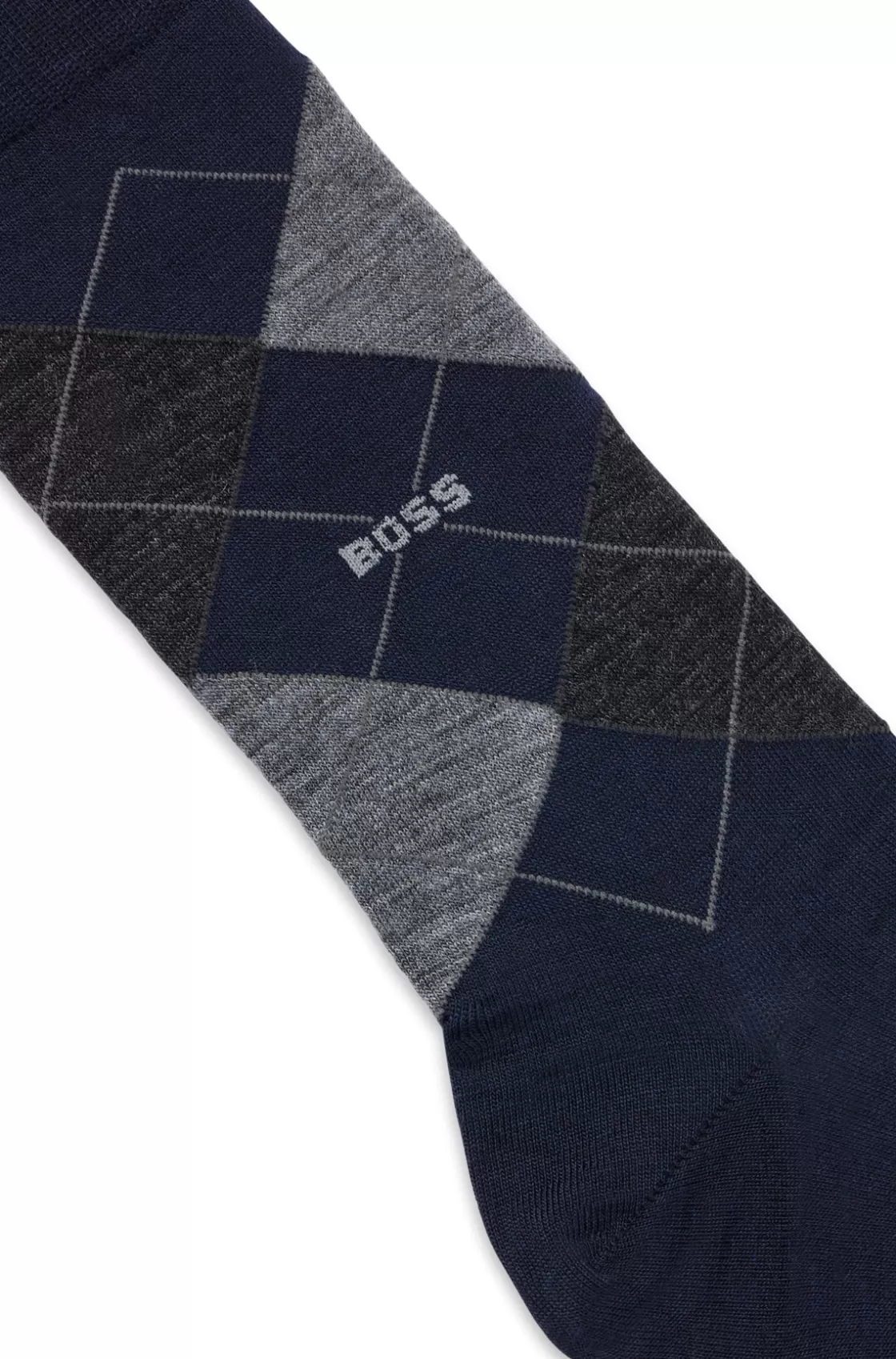 HUGO BOSS Regular-length Wool-blend Sock With Argyle Pattern Dark Blue Online