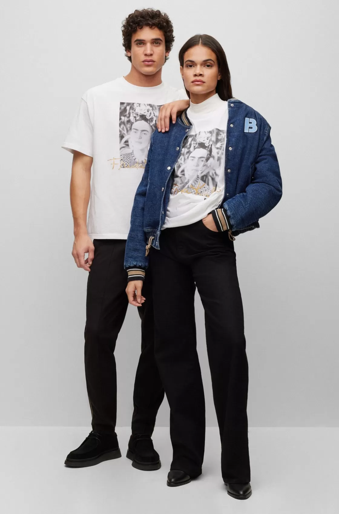 HUGO BOSS Relaxed-fit Cotton T-shirt With Frida Kahlo Graphic White Fashion