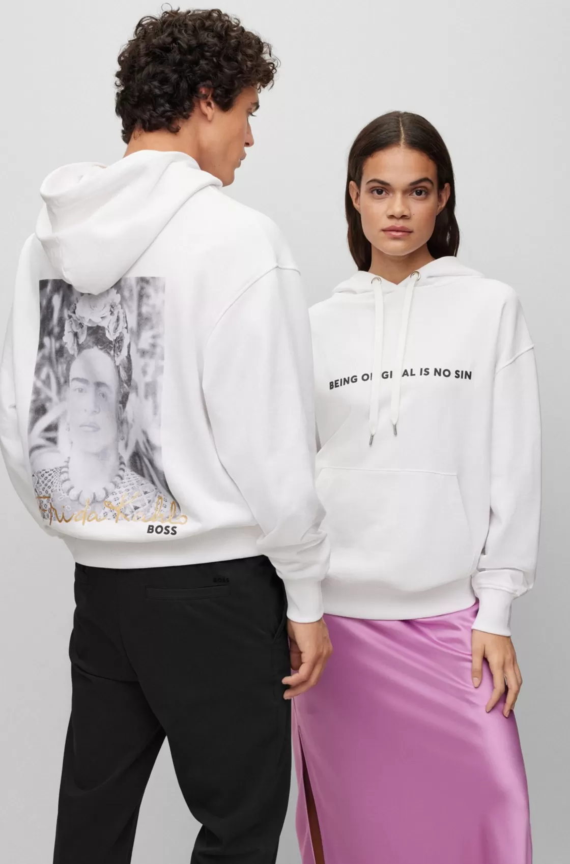 HUGO BOSS Relaxed-fit Cotton-terry Hoodie With Frida Kahlo Graphic White Best Sale