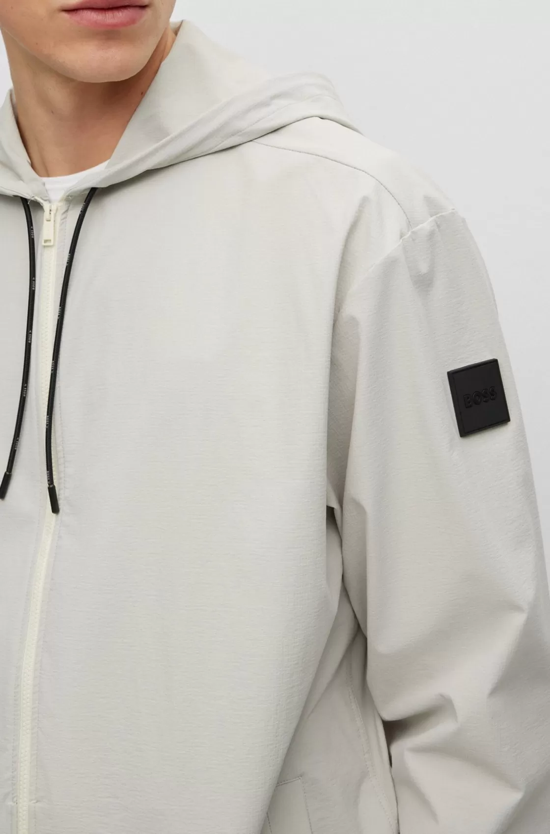 HUGO BOSS Relaxed-fit Hooded Shirt In Performance-stretch Fabric White Online