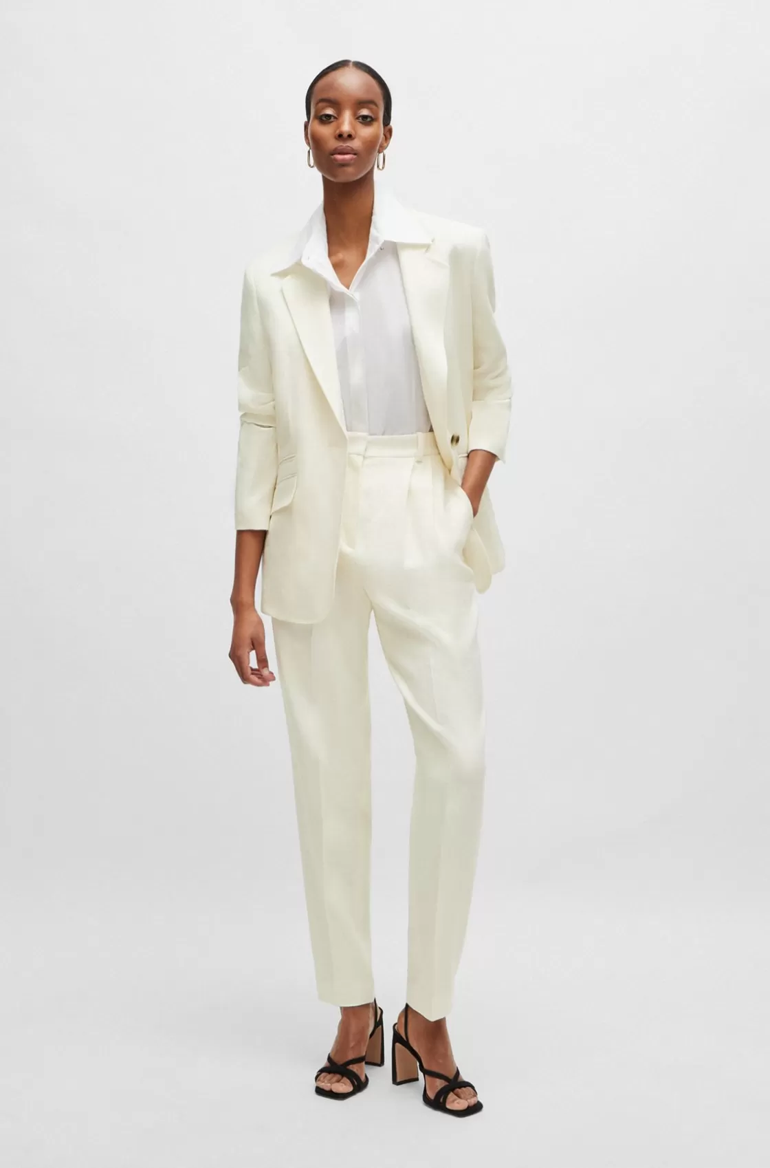HUGO BOSS Relaxed-fit Jacket In Linen-blend Twill White Sale