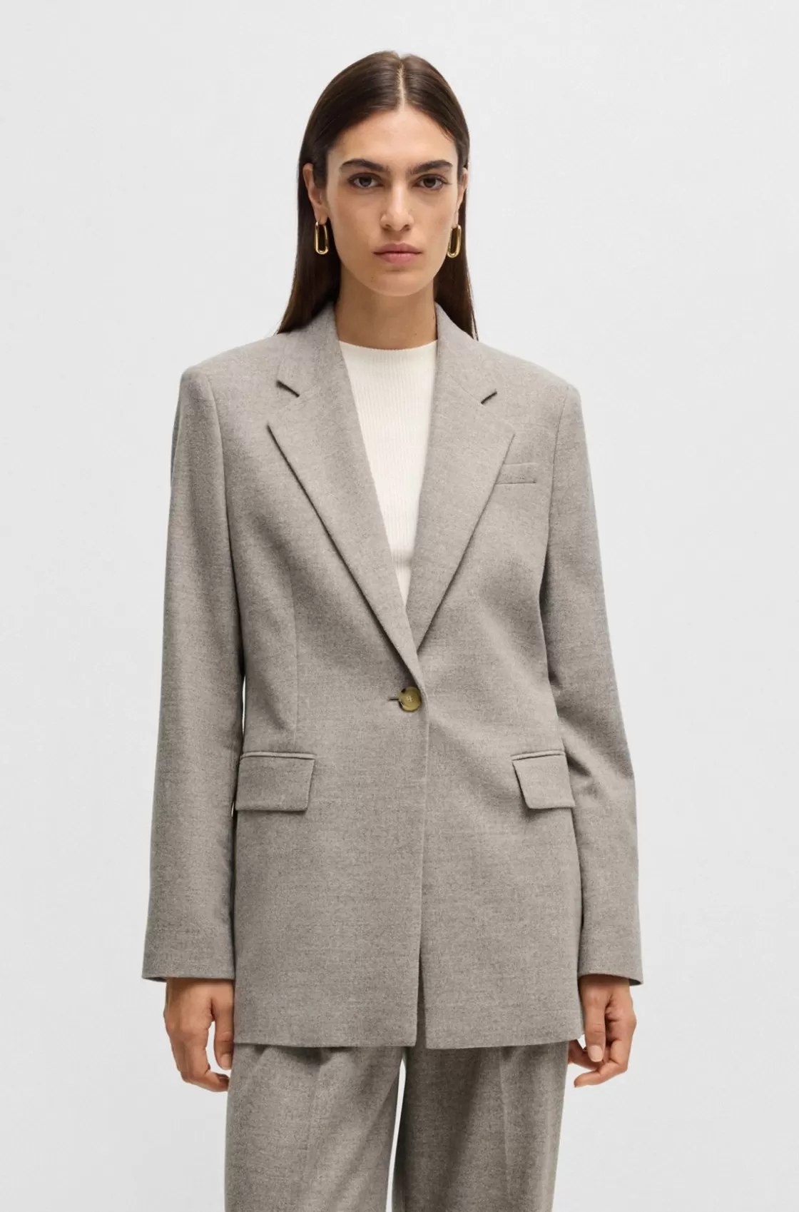 HUGO BOSS Relaxed-fit Jacket In Stretch Cloth Light Grey Outlet