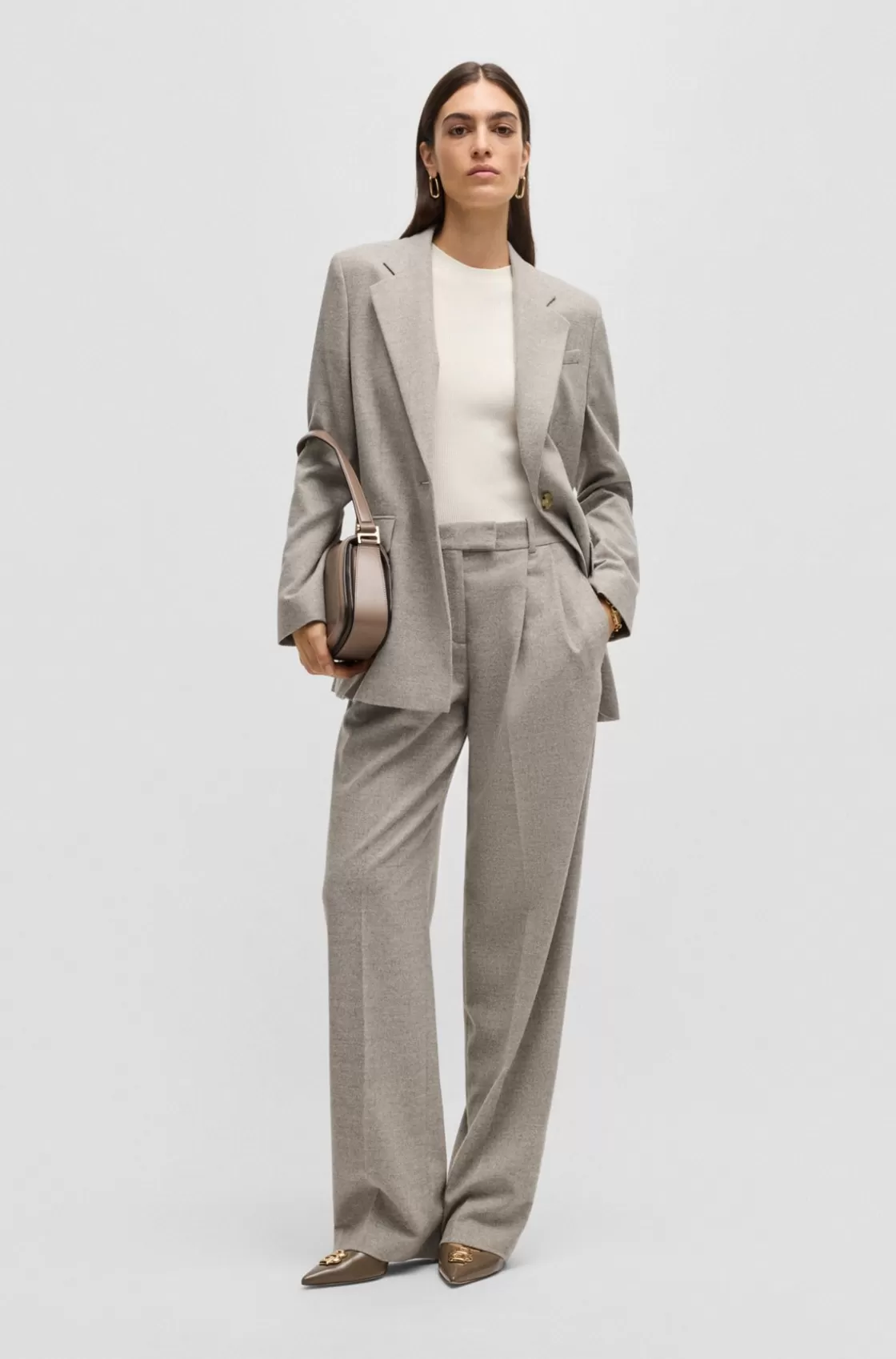 HUGO BOSS Relaxed-fit Jacket In Stretch Cloth Light Grey Outlet