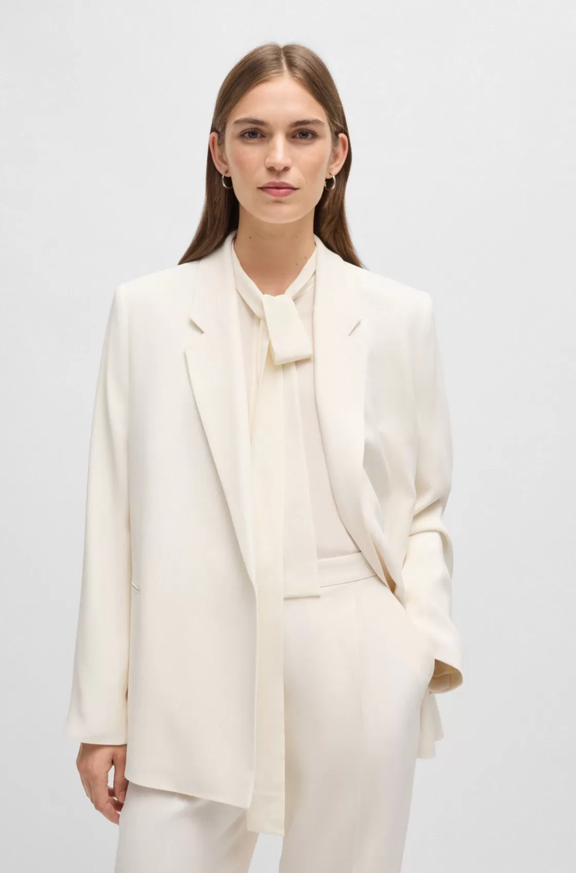HUGO BOSS Relaxed-fit Jacket With Feature Button White Discount