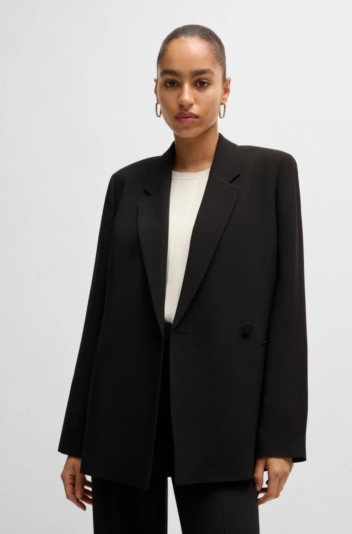 HUGO BOSS Relaxed-fit Jacket With Feature Button Black Outlet