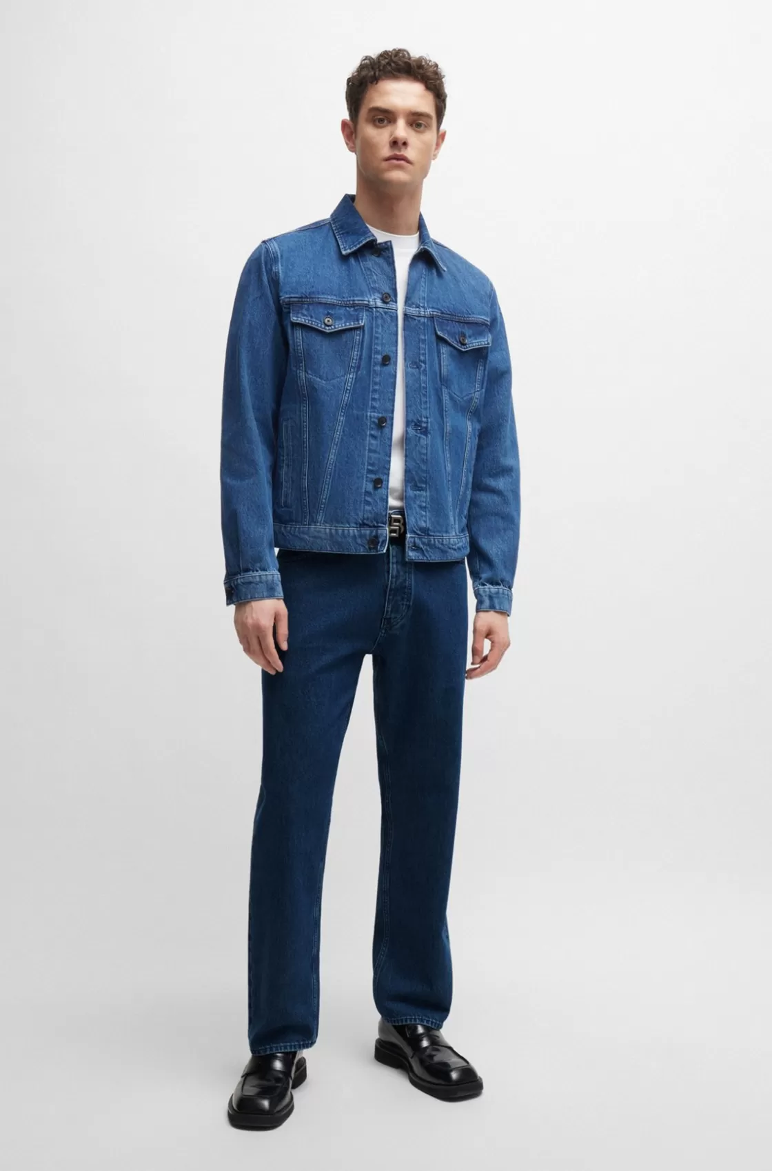 HUGO BOSS Relaxed-fit Jeans In Rigid Denim Blue New