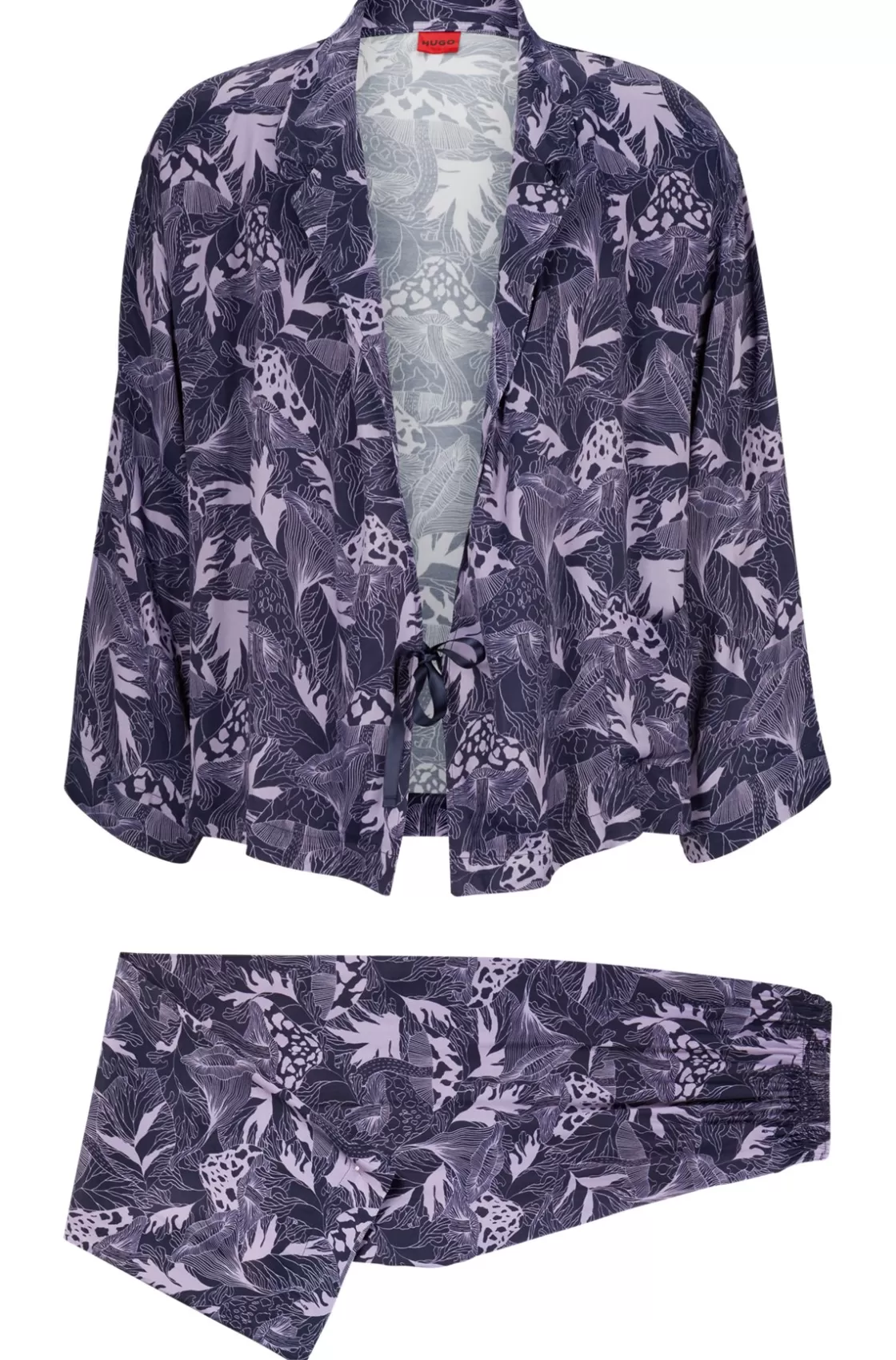 HUGO BOSS Relaxed-fit Pajamas In A Kimono Style Light Purple New