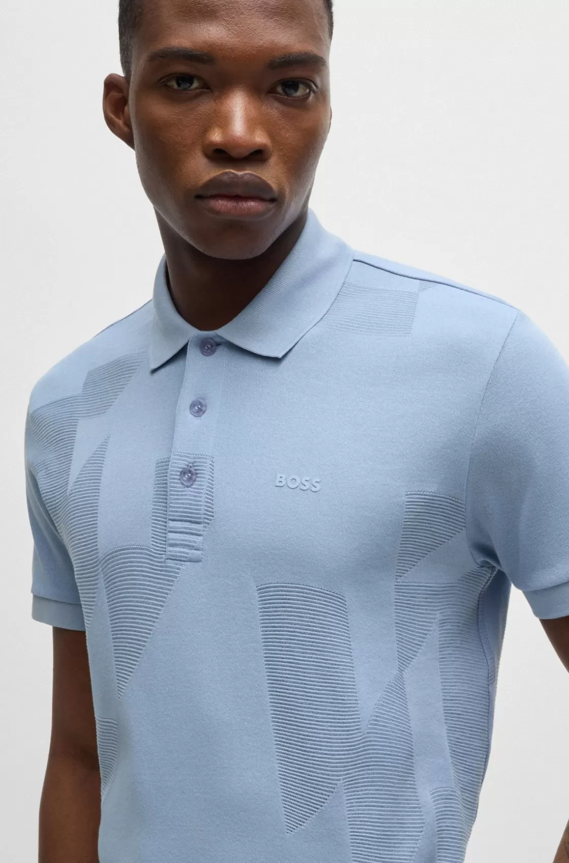 HUGO BOSS Relaxed-fit Polo Shirt In Cotton Jacquard With Logo Light Blue Flash Sale