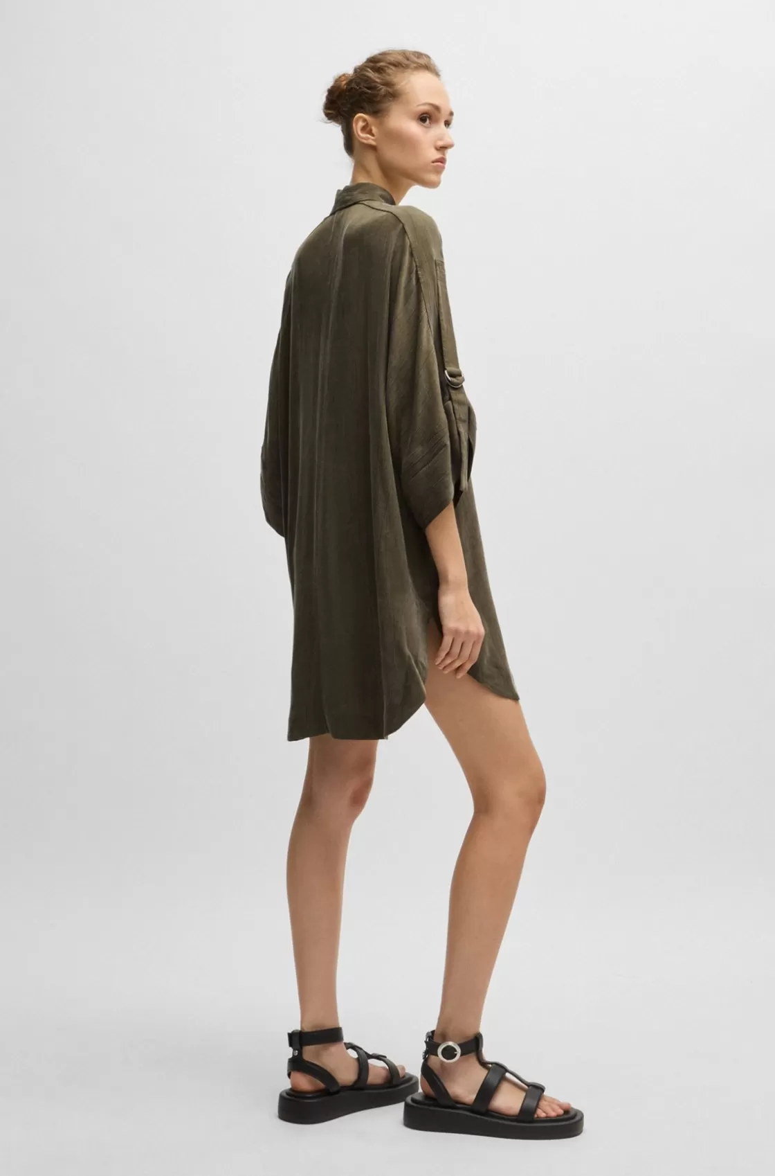 HUGO BOSS Relaxed-fit Shirt Dress With Concealed Closure Dark Green Best