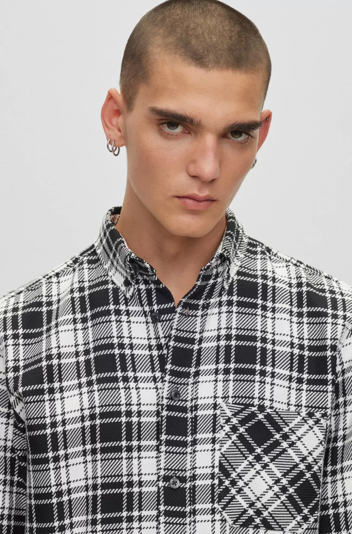 HUGO BOSS Relaxed-fit Shirt In Checked Cotton Flannel White Shop