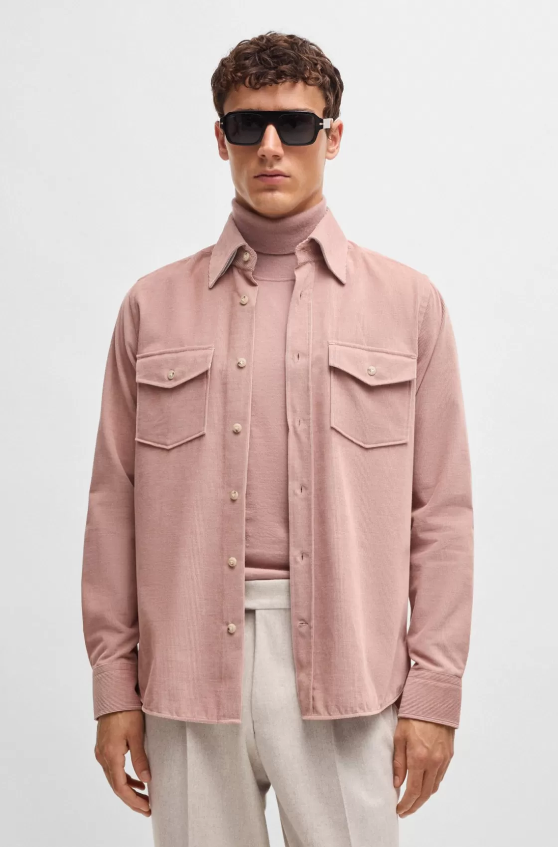 HUGO BOSS Relaxed-fit Shirt In Cotton With Patch Pockets light pink Discount