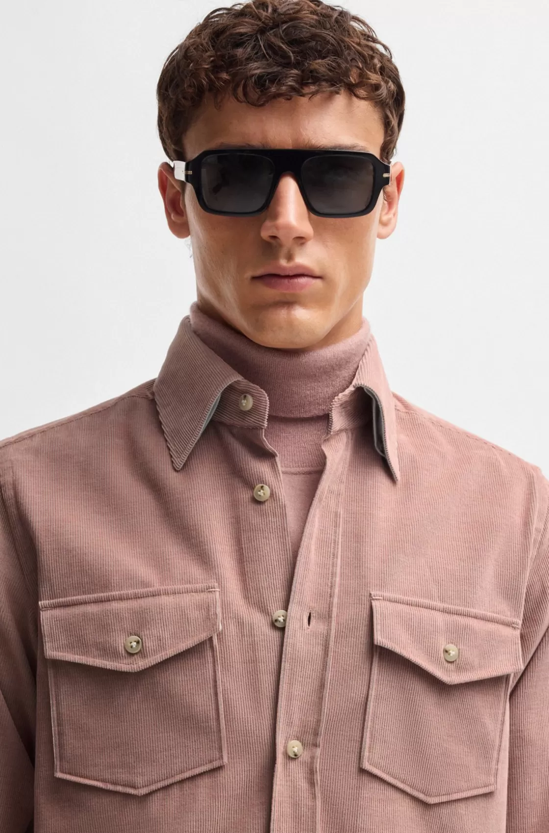 HUGO BOSS Relaxed-fit Shirt In Cotton With Patch Pockets light pink Discount
