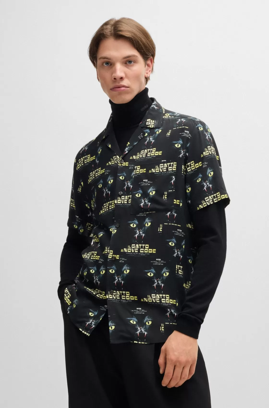 HUGO BOSS Relaxed-fit Shirt With 70s Film Graphics Black Store