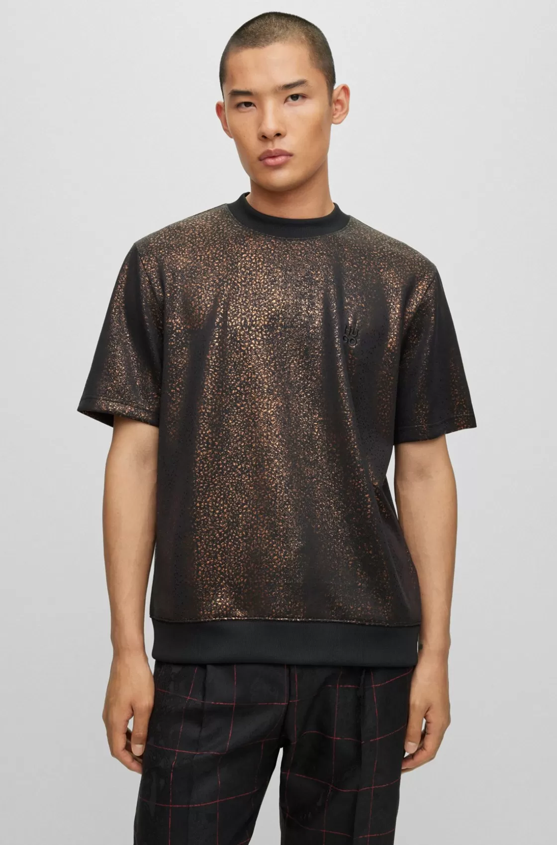 HUGO BOSS Relaxed-fit Short-sleeved T-shirt With Seasonal Print Black Flash Sale