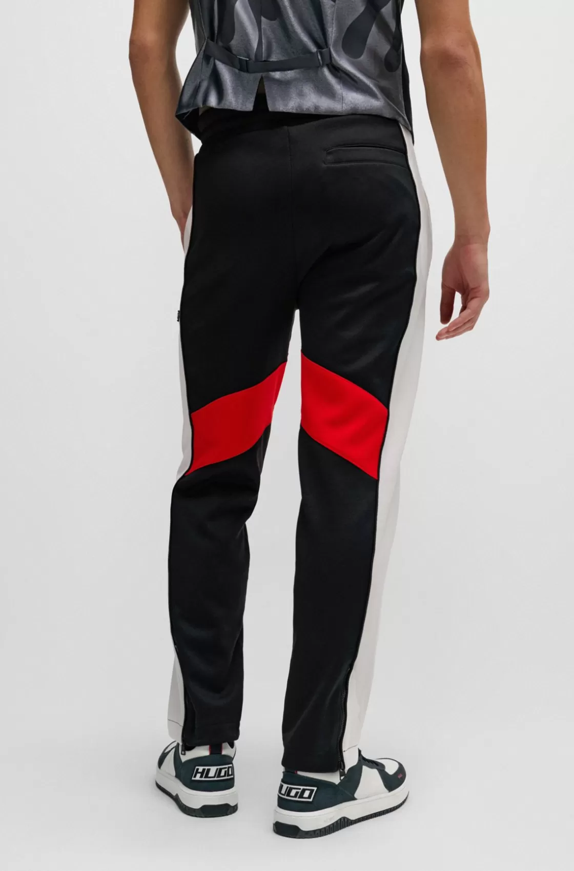 HUGO BOSS Relaxed-fit Tracksuit Bottoms With Color-blocking Black Online