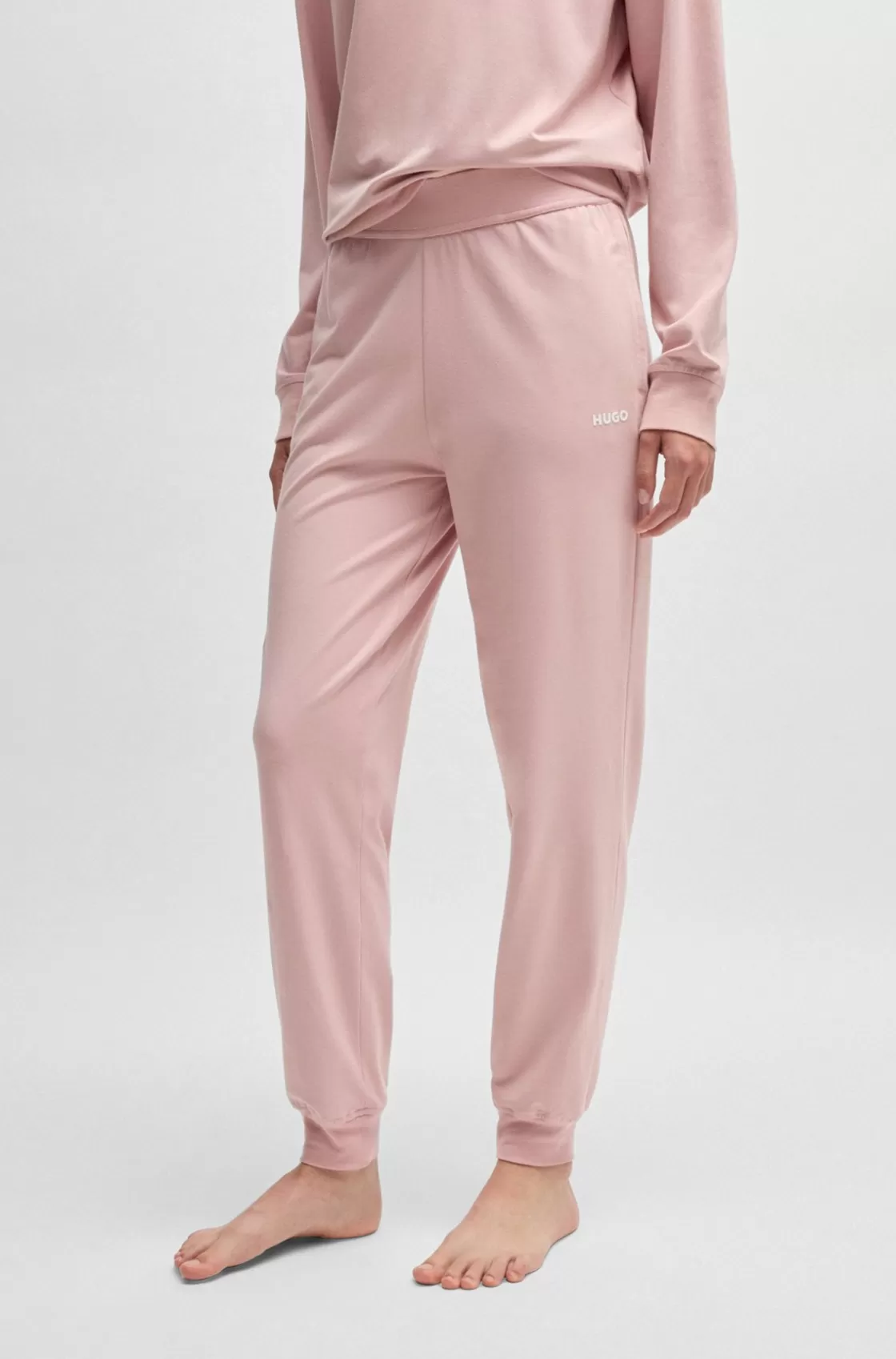 HUGO BOSS Relaxed-fit Tracksuit Bottoms With Printed Logo light pink Clearance