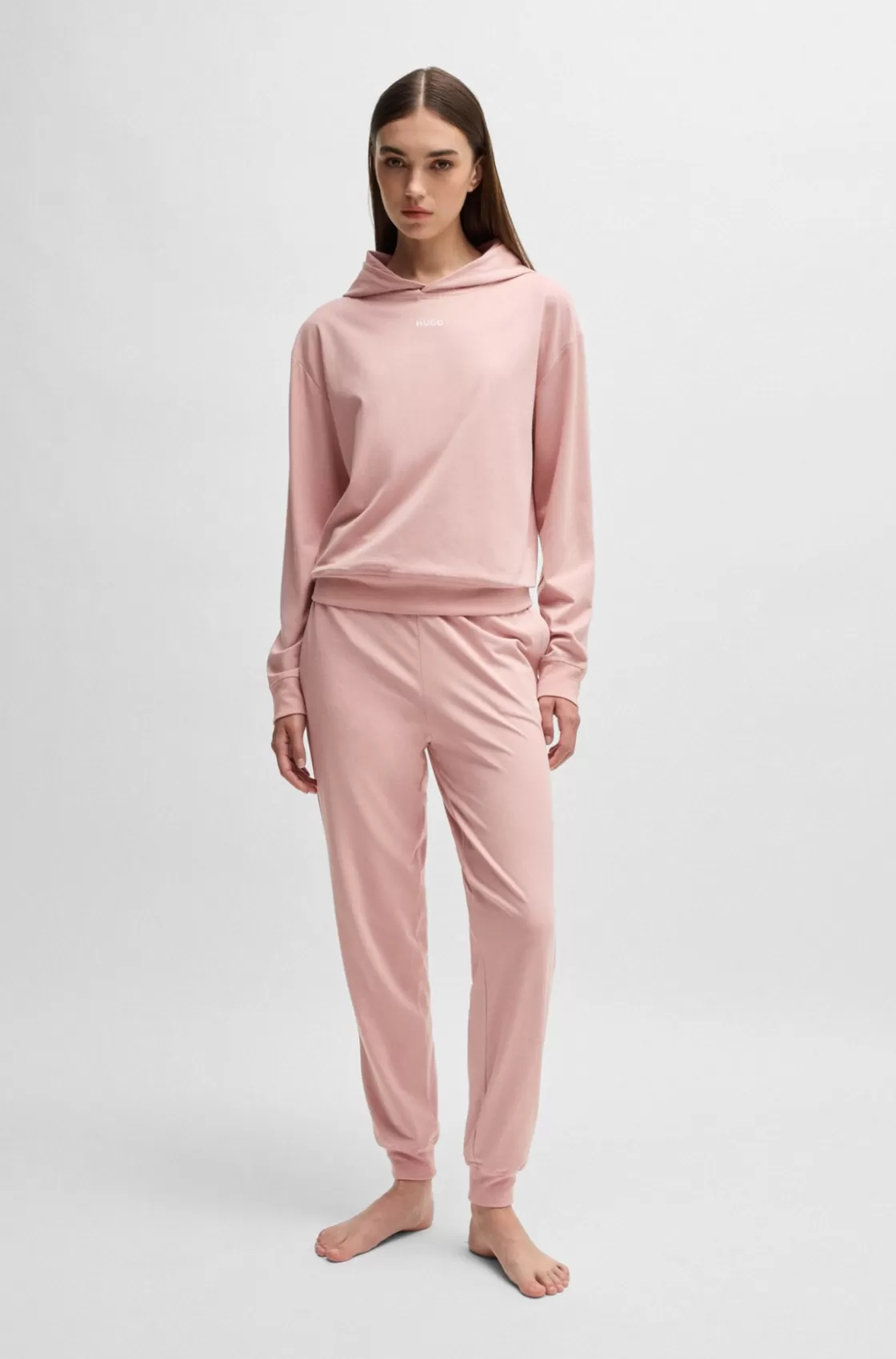 HUGO BOSS Relaxed-fit Tracksuit Bottoms With Printed Logo light pink Clearance