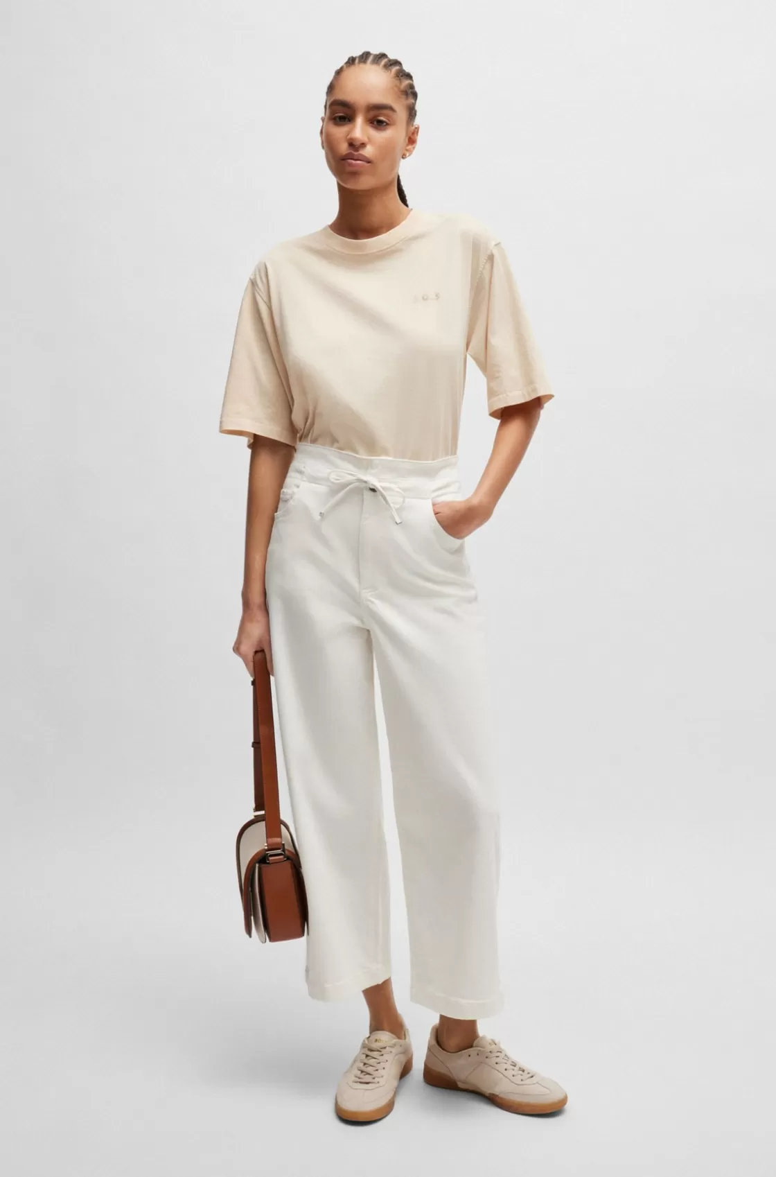 HUGO BOSS Relaxed-fit Trousers White Discount