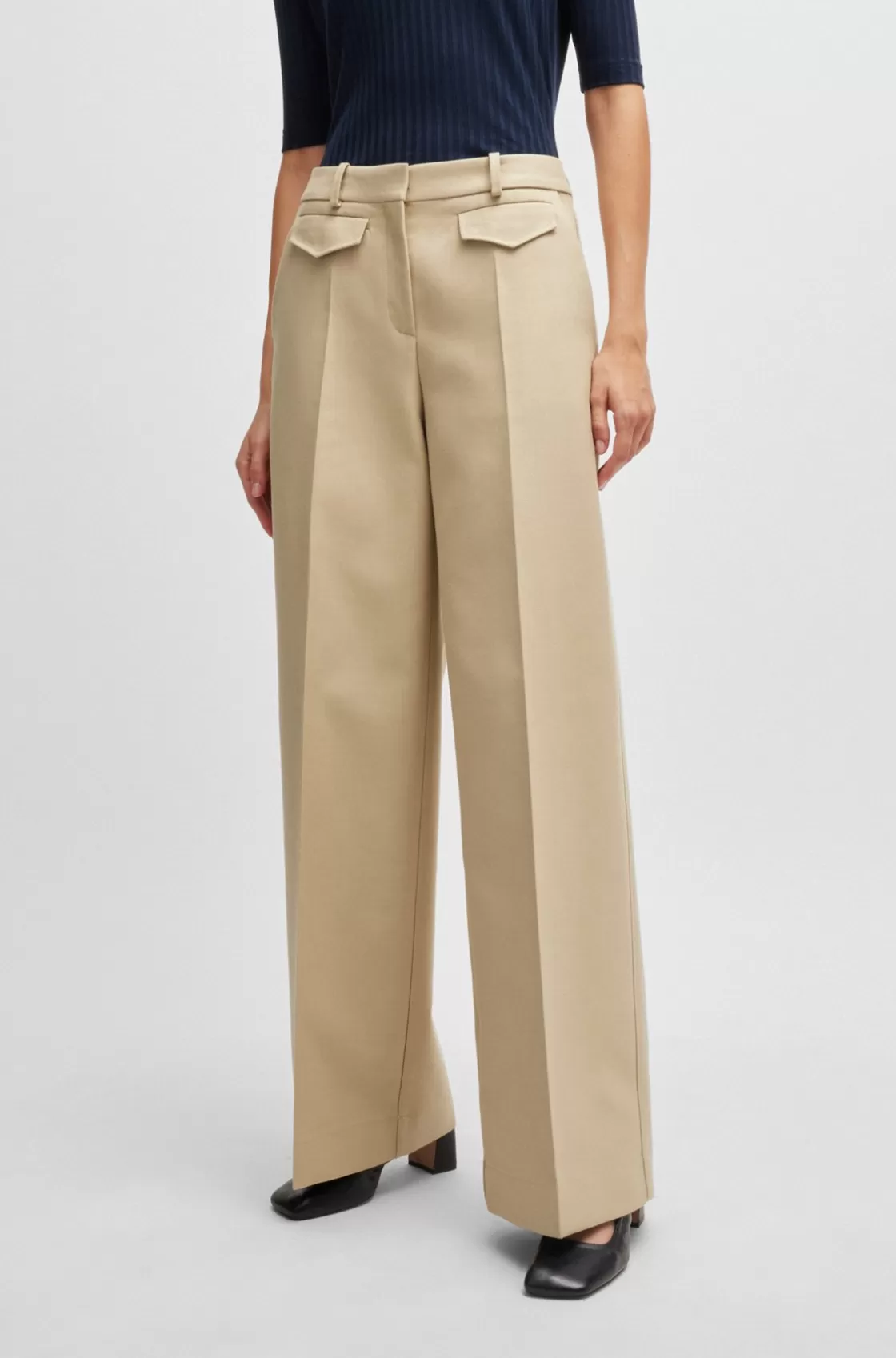 HUGO BOSS Relaxed-fit Trousers In A Cotton Blend Patterned Shop