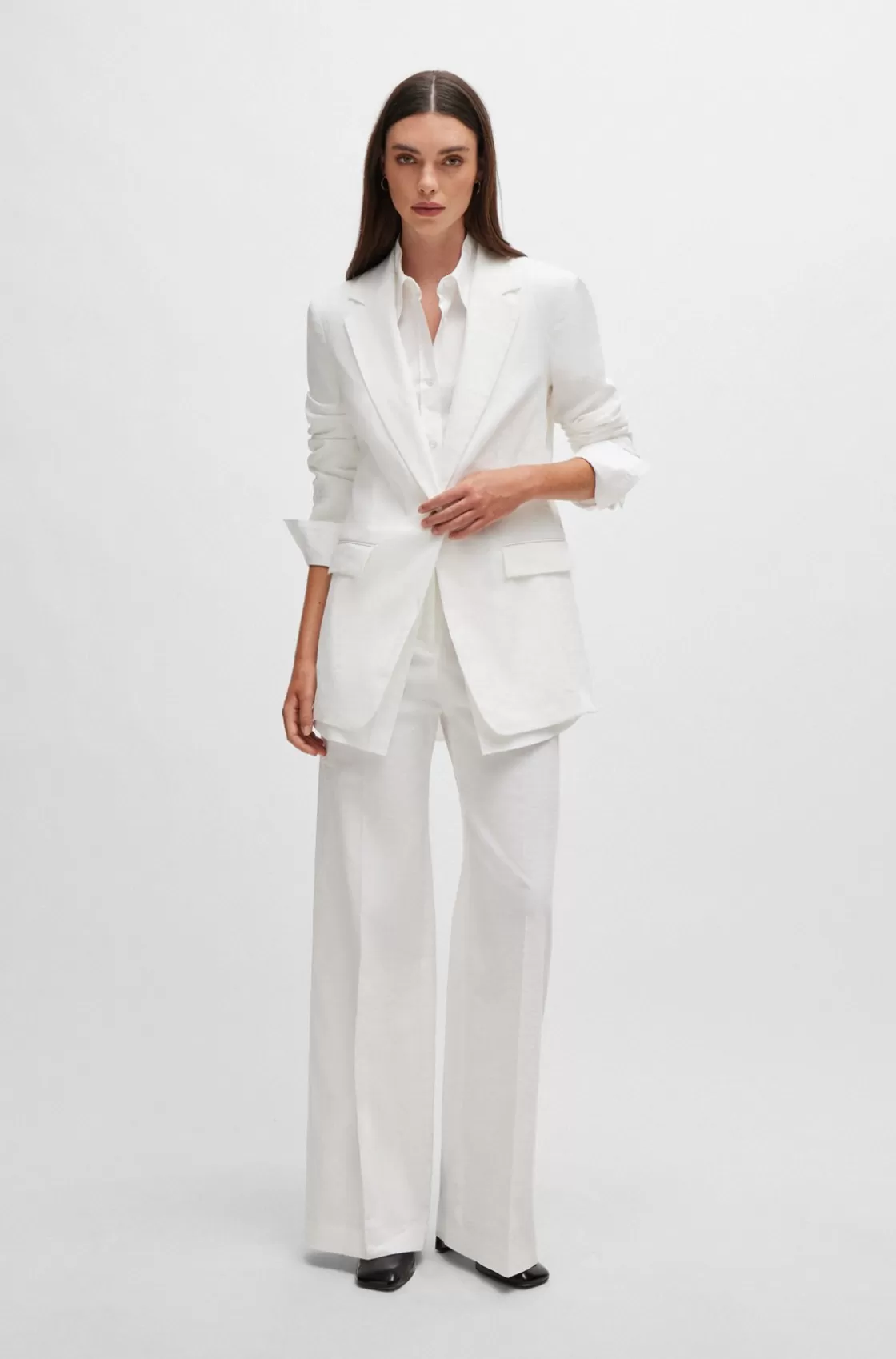 HUGO BOSS Relaxed-fit Trousers In A Linen Blend White Shop