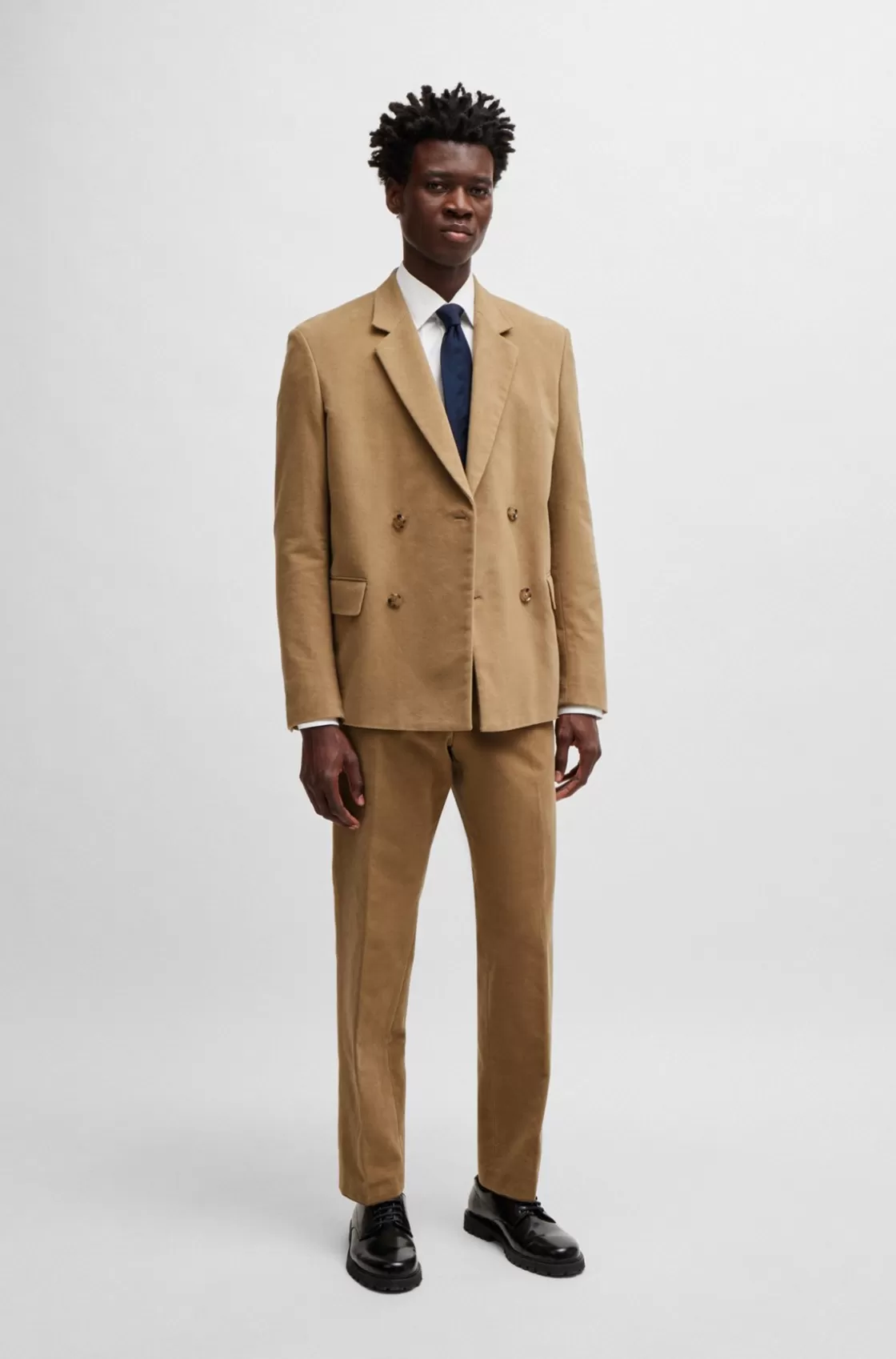 HUGO BOSS Relaxed-fit Trousers In Cotton Twill Weave Light Beige Online