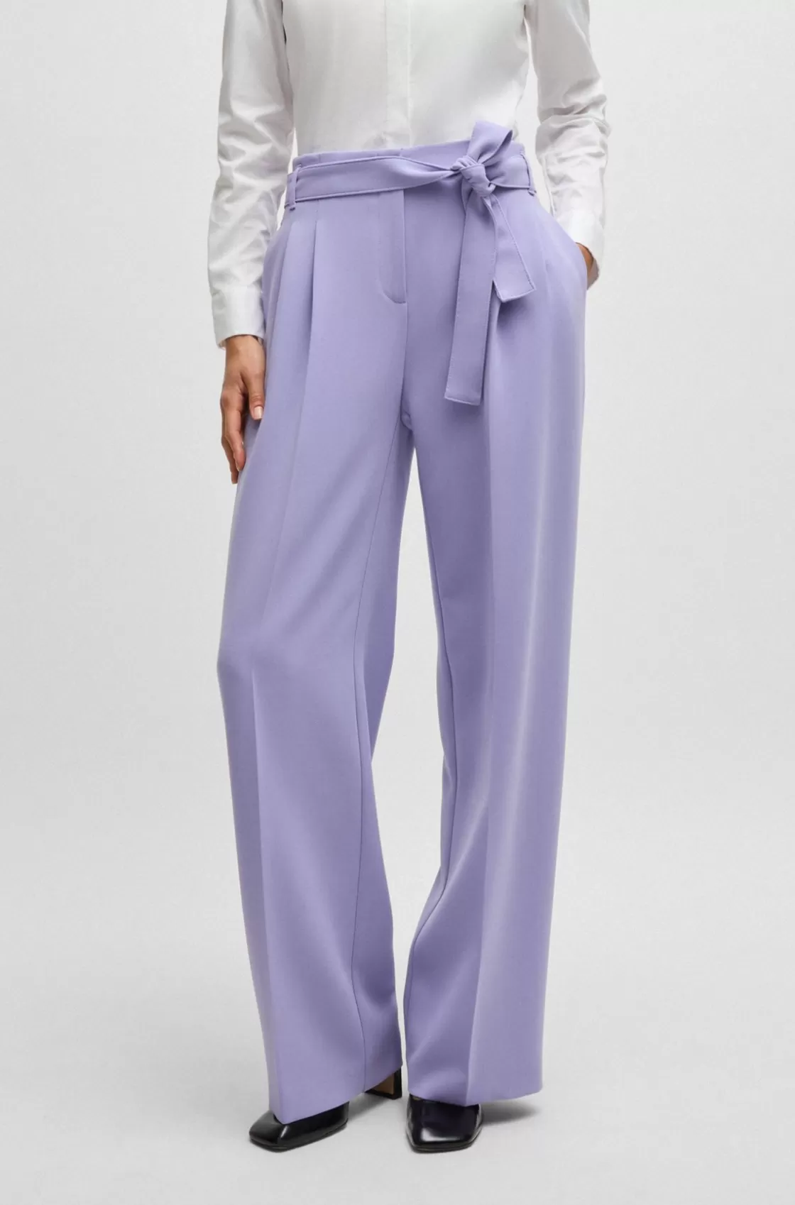 HUGO BOSS Relaxed-fit Trousers In Crease-resistant Japanese Crepe Purple Shop