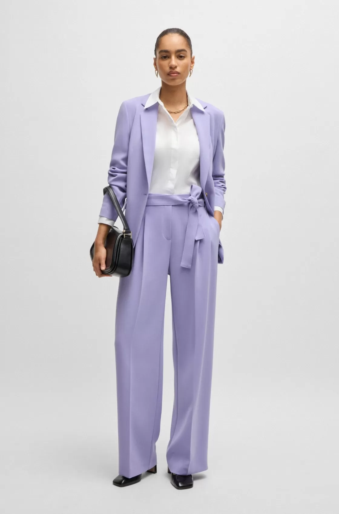 HUGO BOSS Relaxed-fit Trousers In Crease-resistant Japanese Crepe Purple Shop