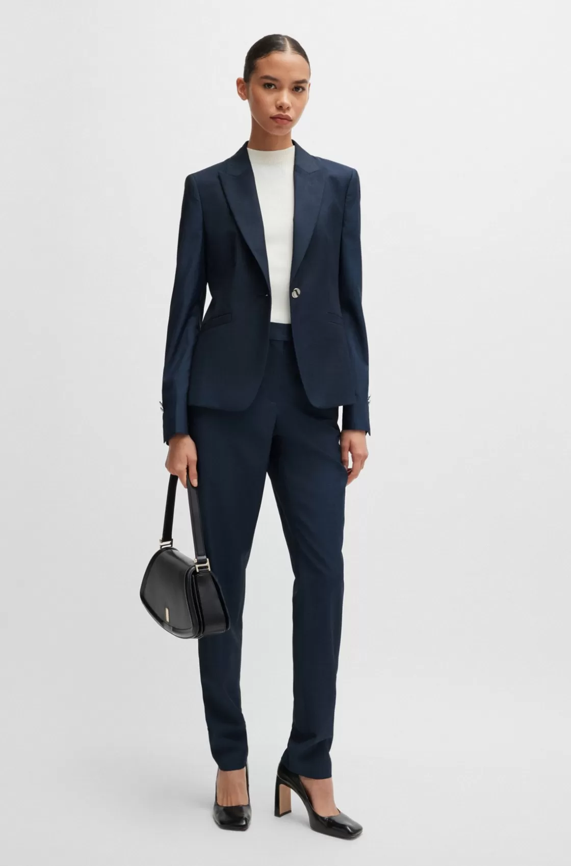 HUGO BOSS Relaxed-fit Trousers In Denim-effect Wool Twill Light Blue Outlet