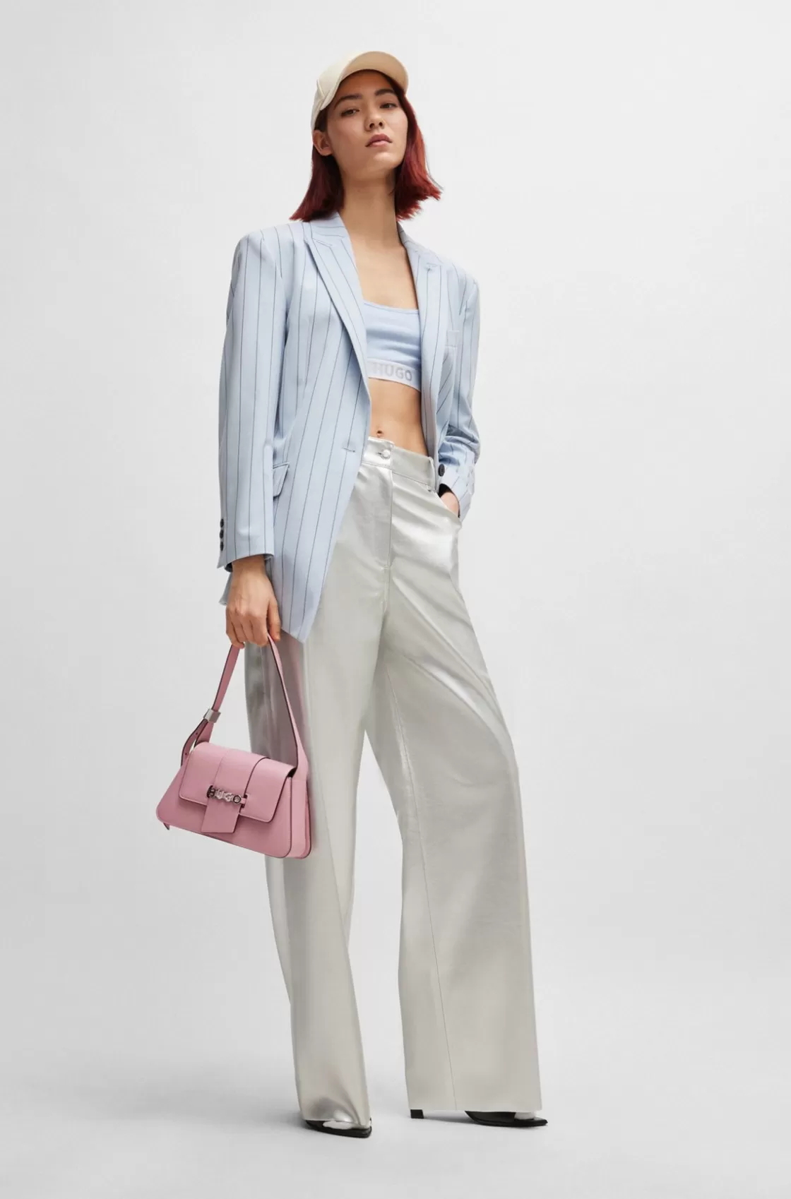 HUGO BOSS Relaxed-fit Trousers In Metallic Faux Leather Silver Best