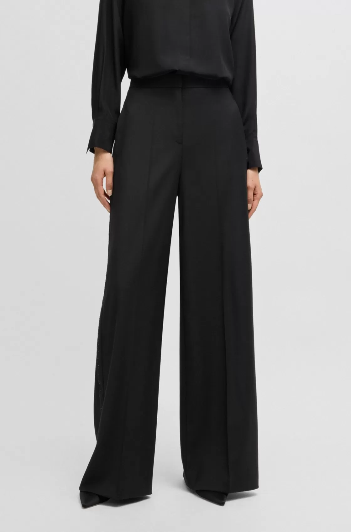 HUGO BOSS Relaxed-fit Trousers In Wool Black Store