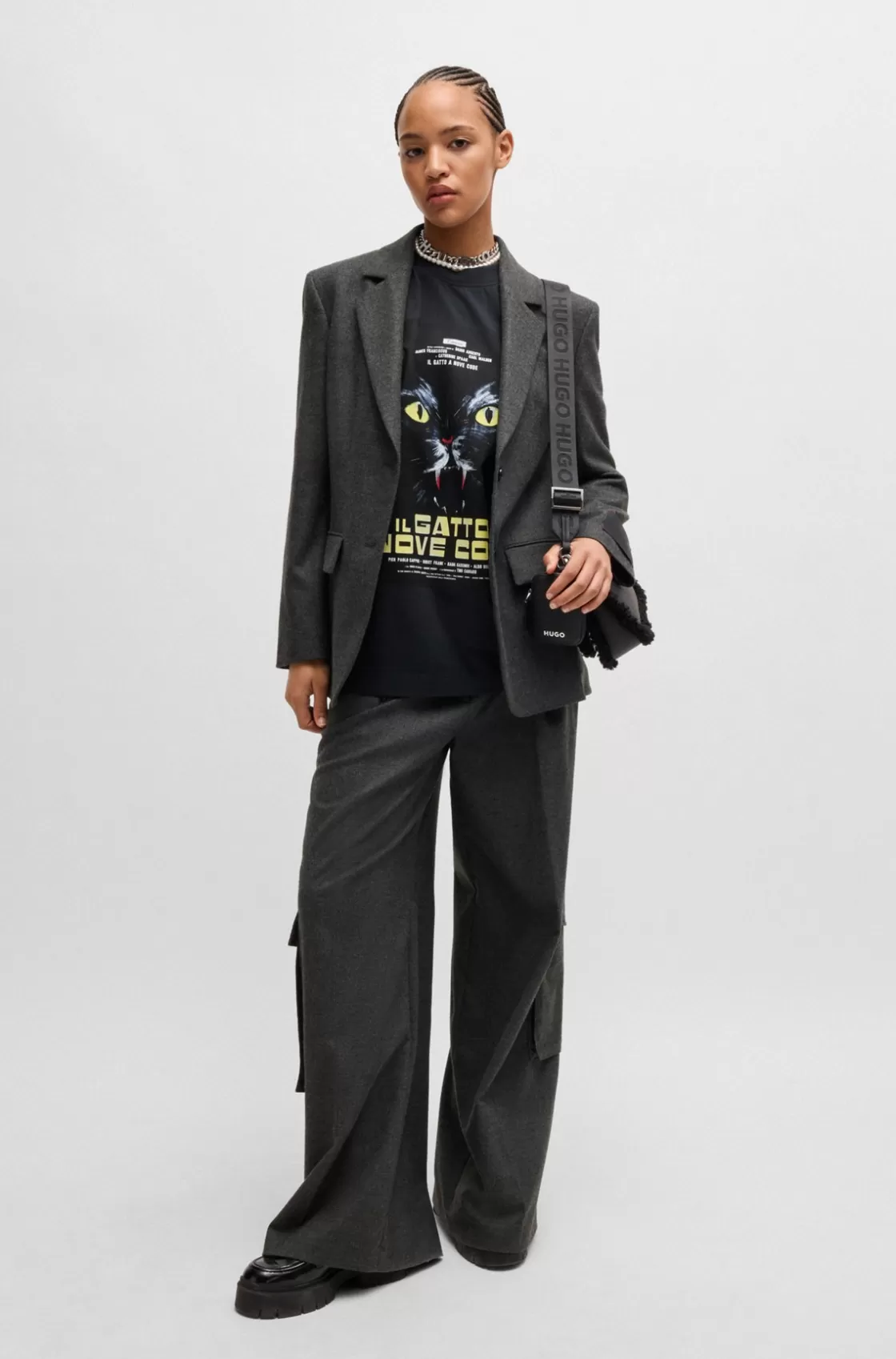 HUGO BOSS Relaxed-fit Trousers With Cargo Pockets Dark Grey Hot