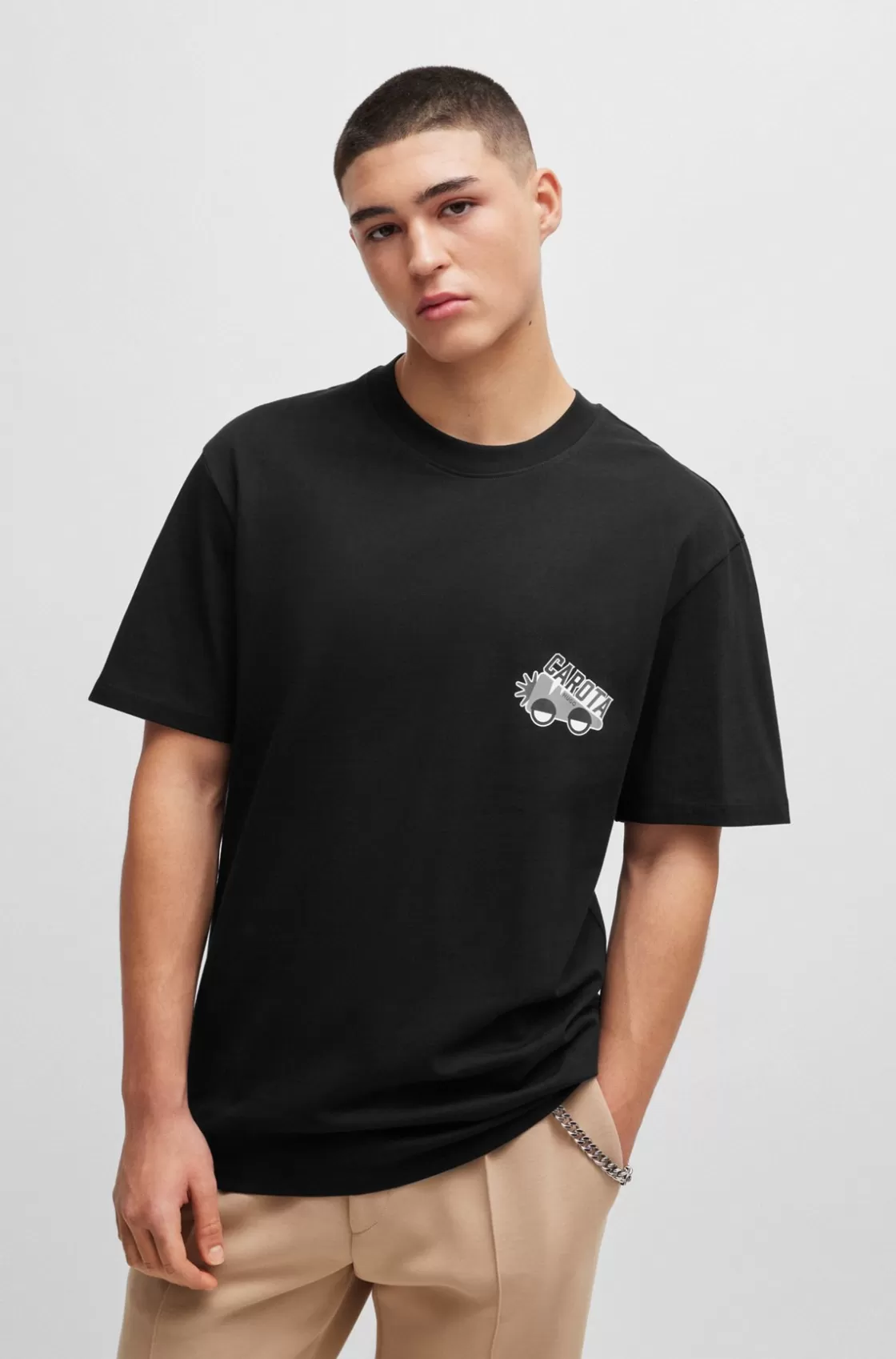 HUGO BOSS Relaxed-fit T-shirt In With Seasonal Artwork Black Cheap