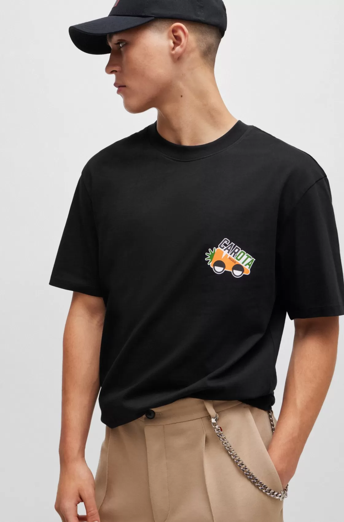 HUGO BOSS Relaxed-fit T-shirt In With Seasonal Artwork Black Cheap