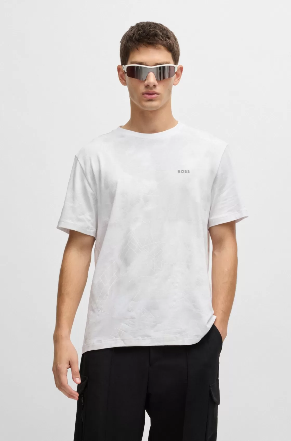 HUGO BOSS Relaxed-fit T-shirt With Decorative Reflective Print White Best Sale