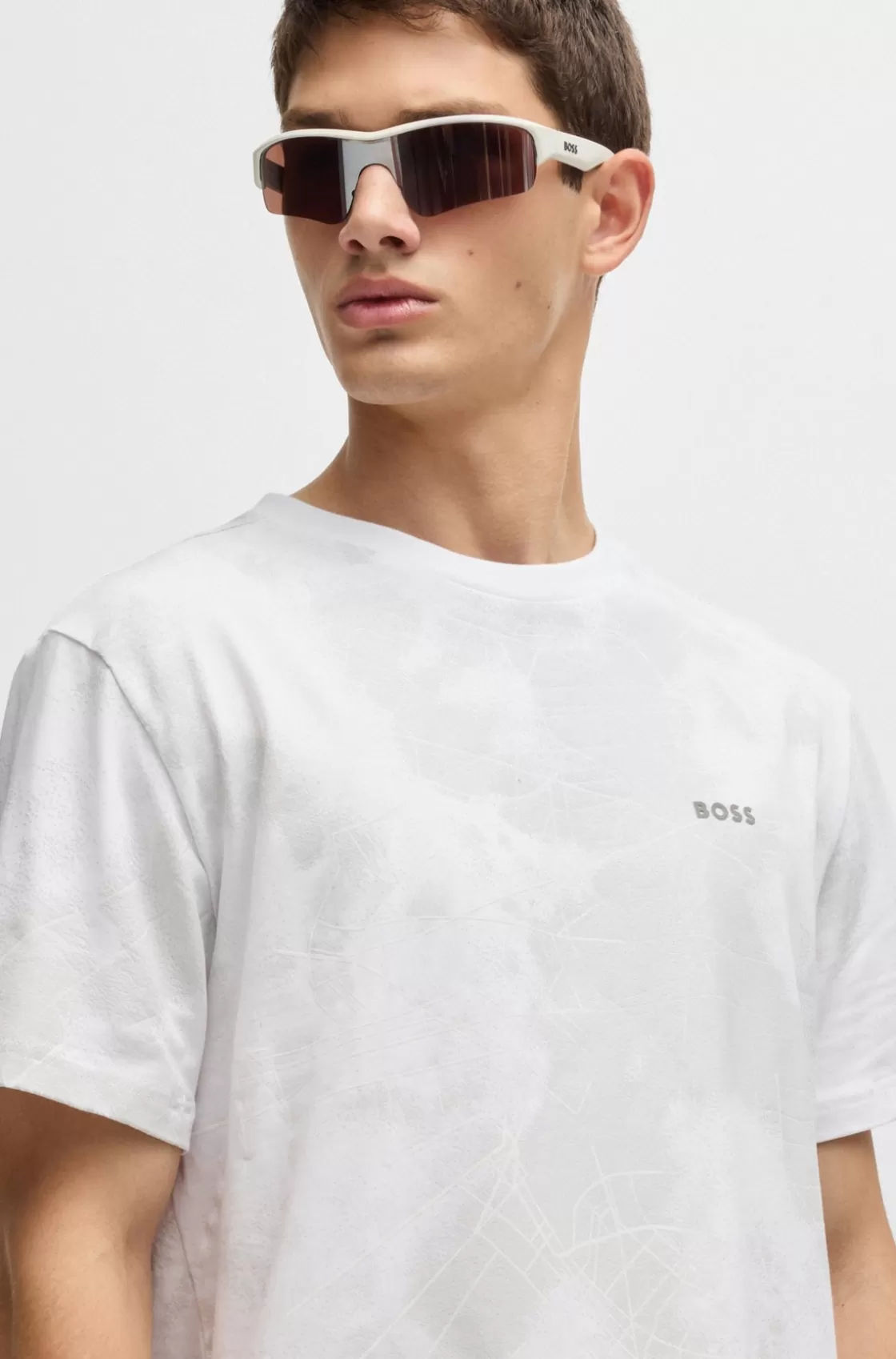 HUGO BOSS Relaxed-fit T-shirt With Decorative Reflective Print White Best Sale