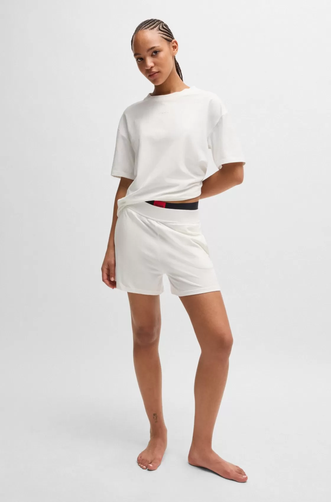HUGO BOSS Relaxed-fit T-shirt With Silicone-printed Logo White Clearance