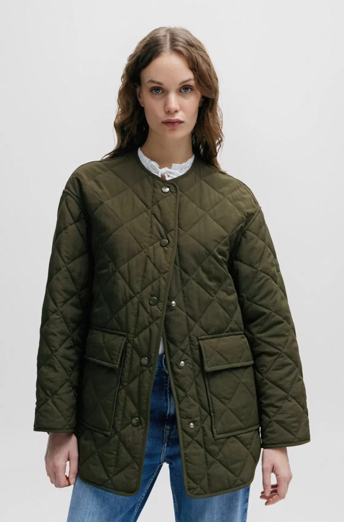 HUGO BOSS Relaxed-fit Water-repellent Quilted Jacket Dark Green Outlet