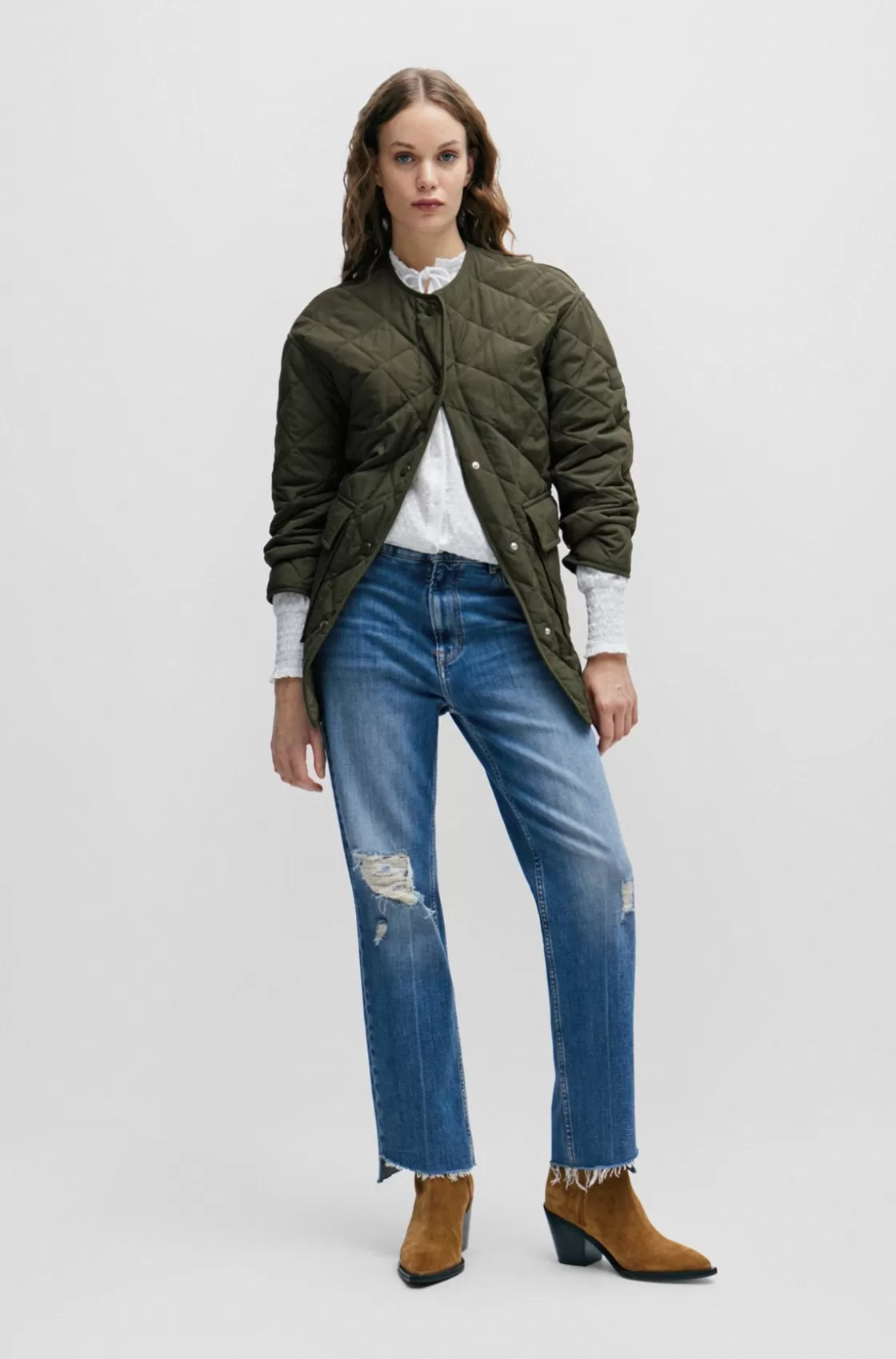 HUGO BOSS Relaxed-fit Water-repellent Quilted Jacket Dark Green Outlet